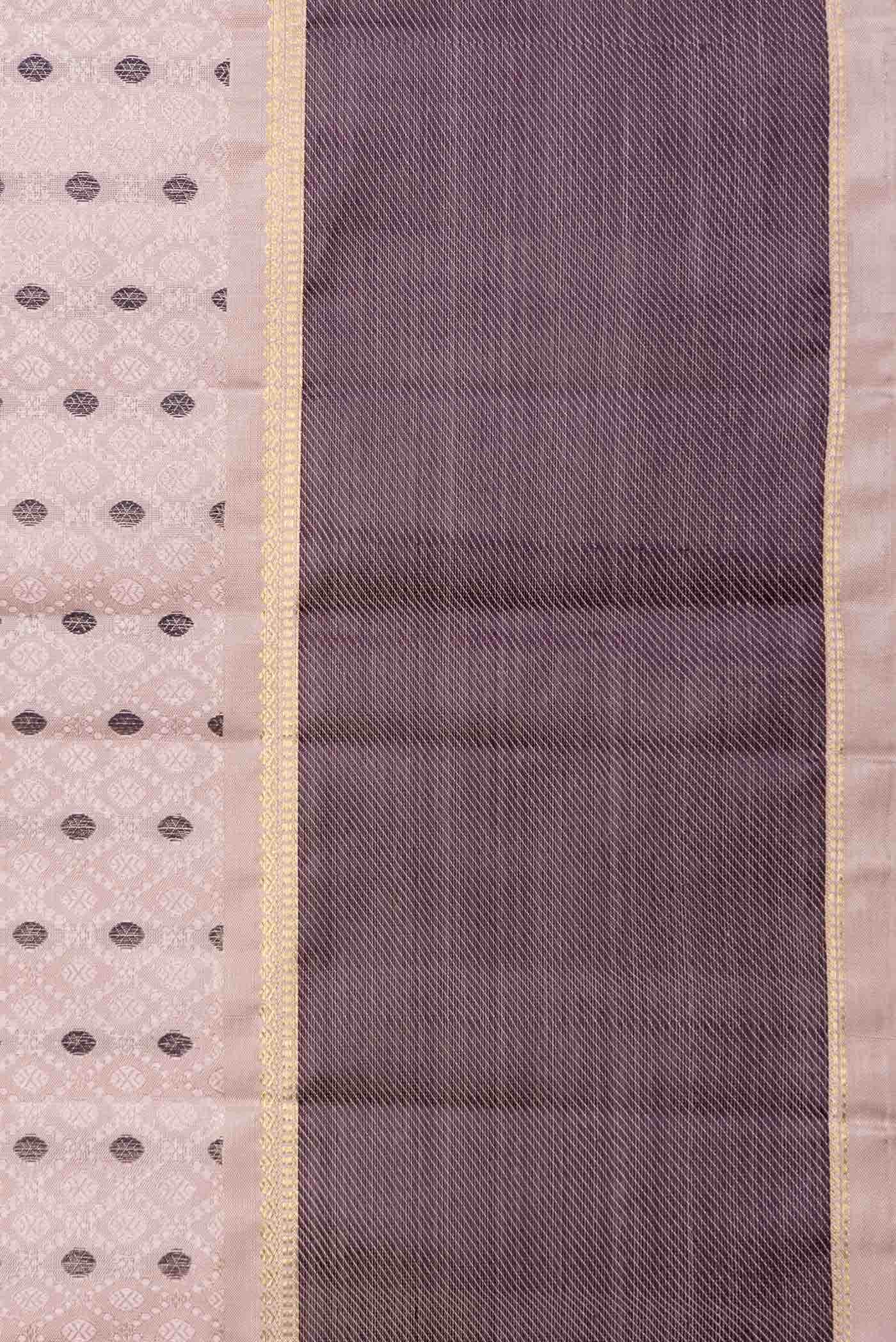 Pure Silk Pure Zari Rose Gold Dual Tone Kanchipuram Saree - Image 6
