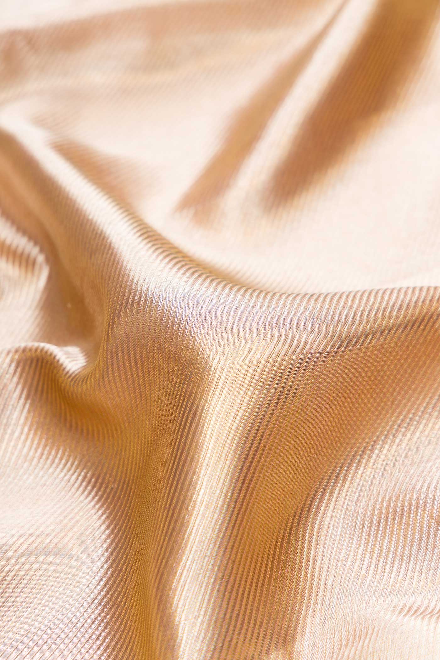 Gold with Rose Gold Color Kanjivaram Tissue Silk Saree - Image 2