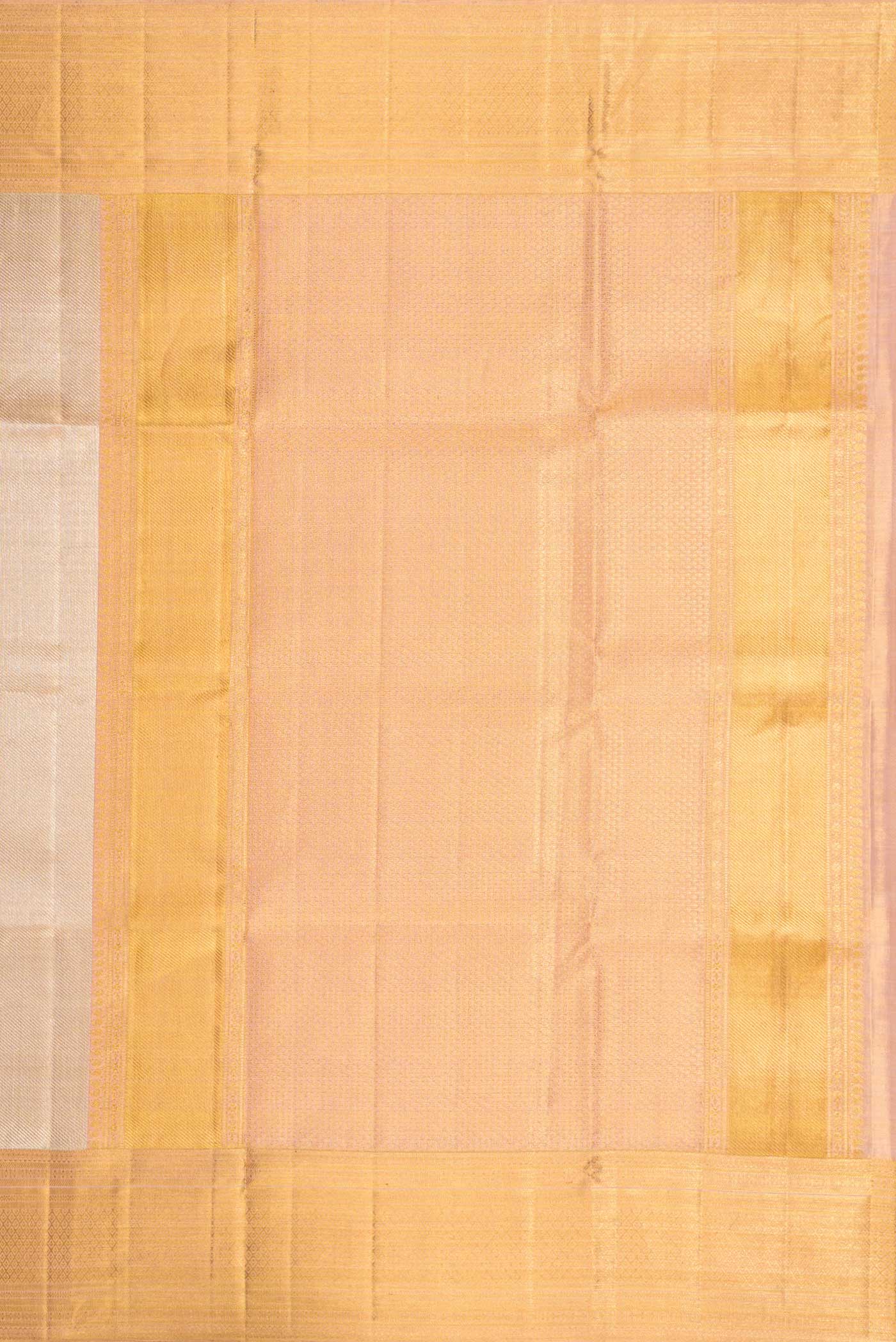 Gold with Rose Gold Color Kanjivaram Tissue Silk Saree - Image 7