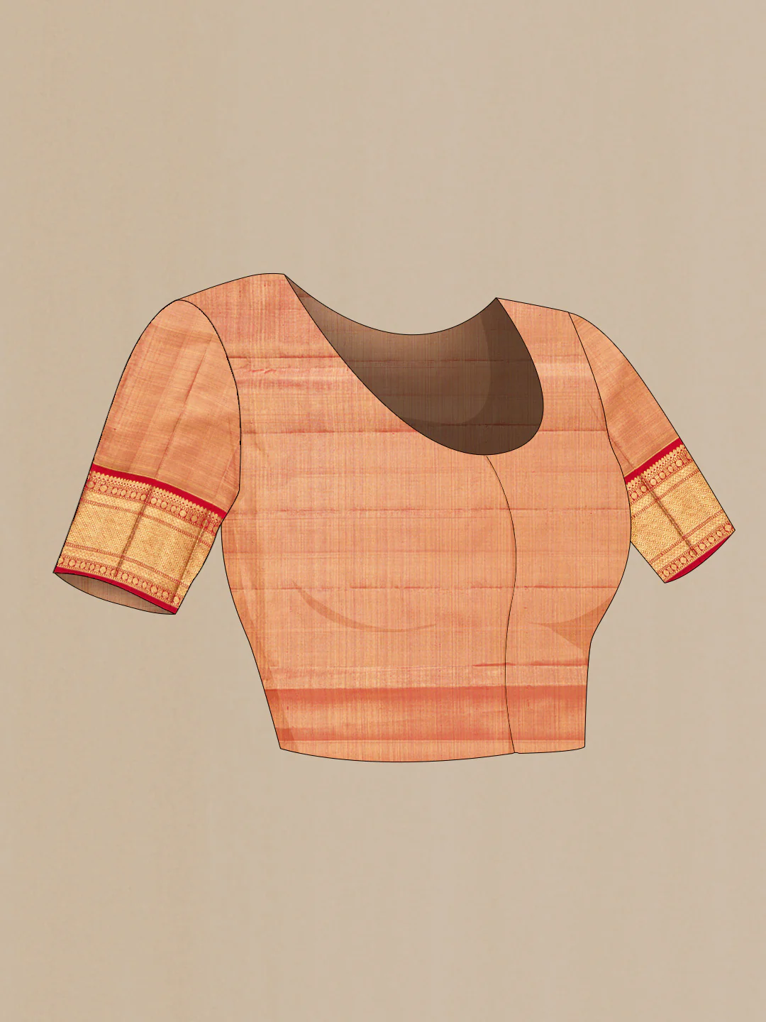 Rose Gold Dual Tone Kanjivaram Tissue Silk Saree - Image 5