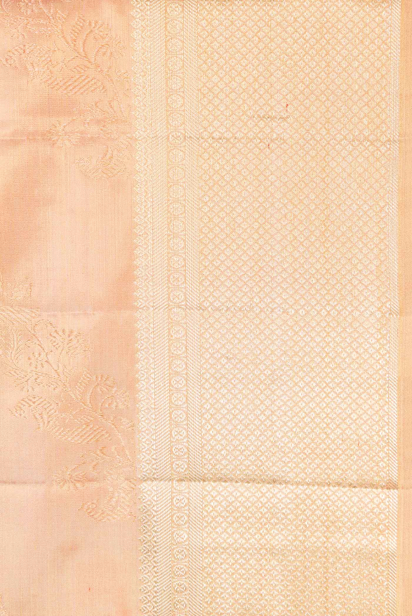 Rose Gold Dual Tone Kanjivaram Tissue Silk Saree - Image 3