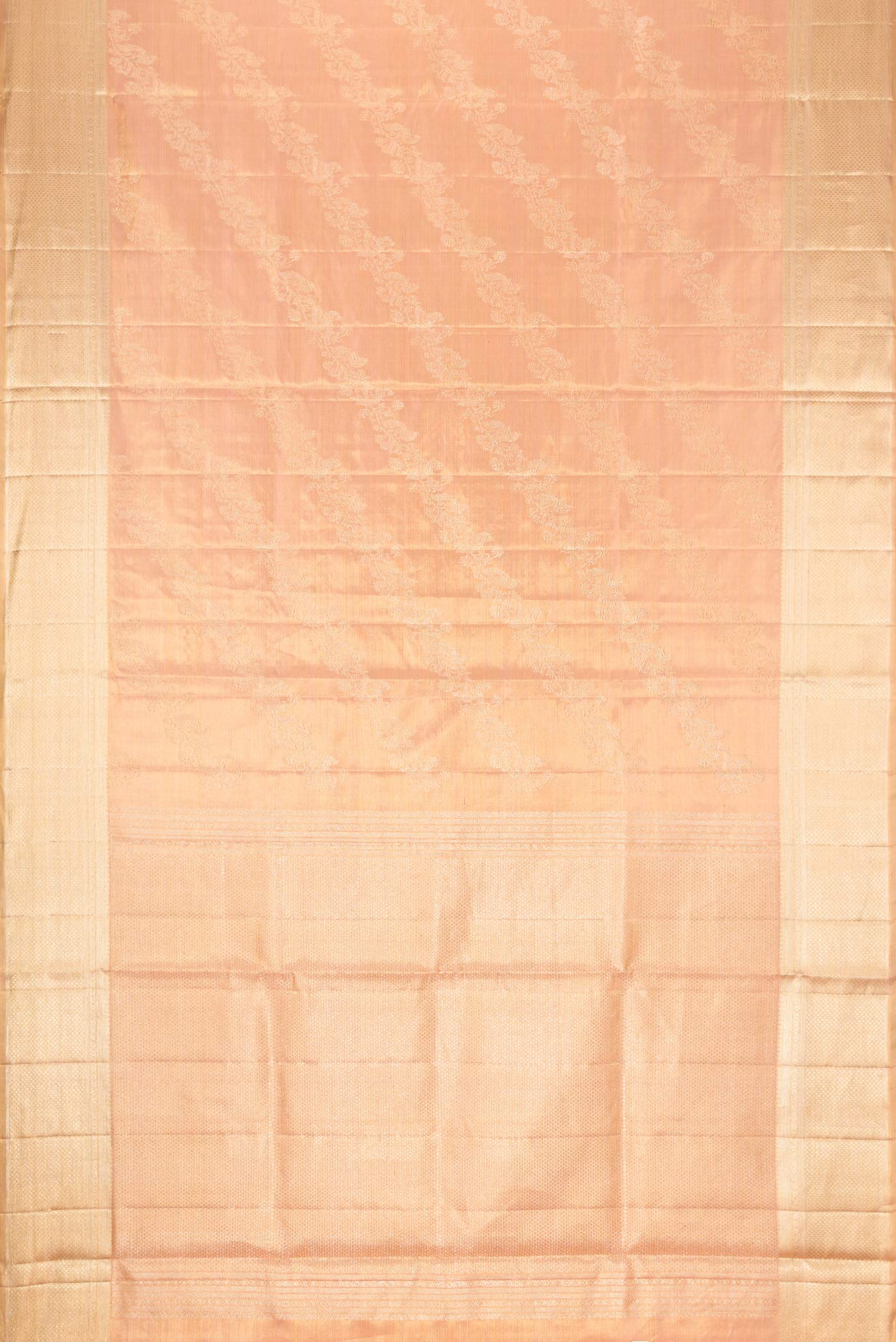 Rose Gold Dual Tone Kanjivaram Tissue Silk Saree - Image 6