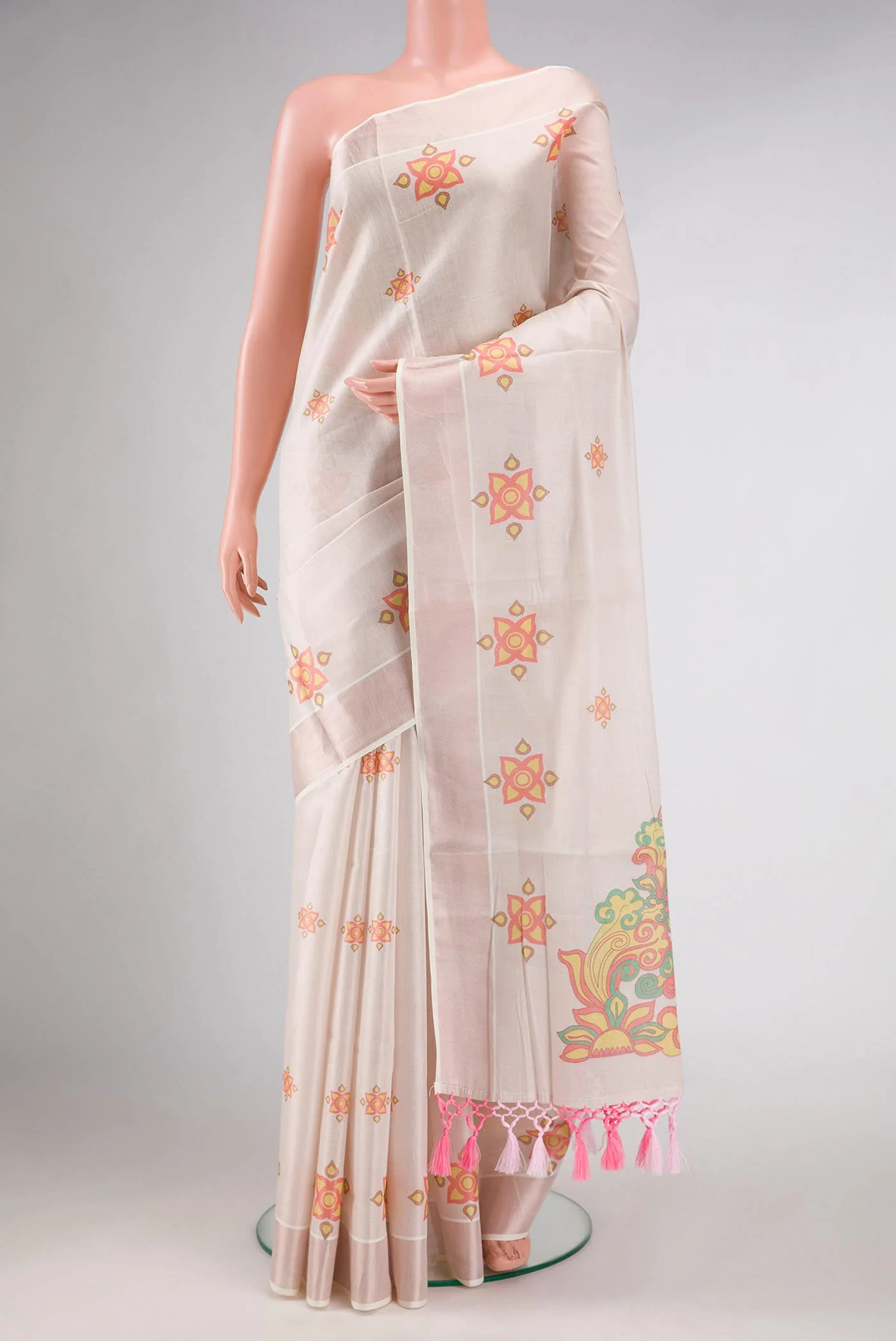 Rose Gold Dual Tone Kerala Cotton Saree
