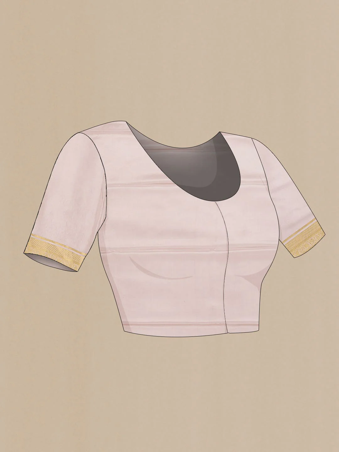 Rose Gold Dual Tone Mysore Crepe Saree - Image 6