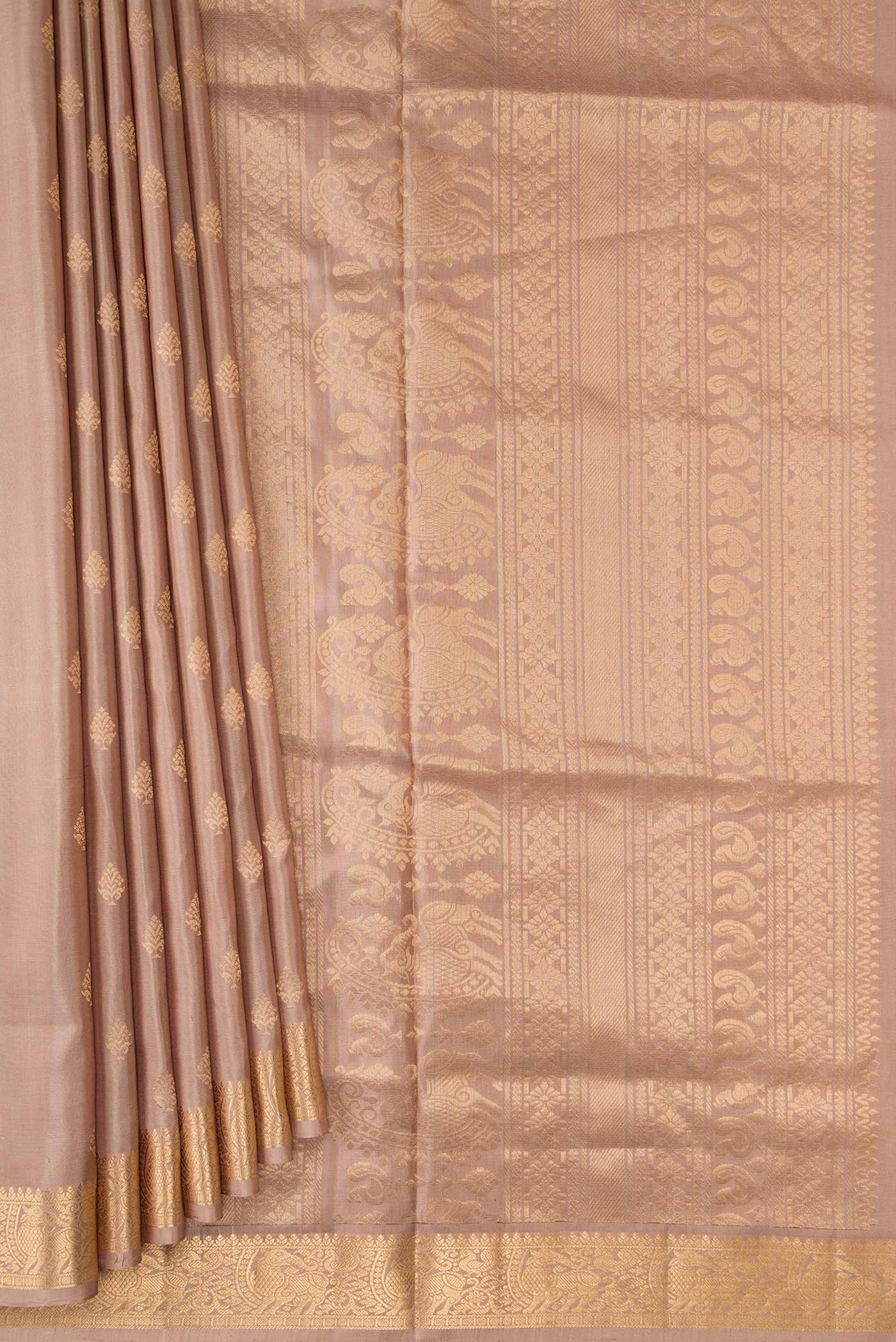 Rose Gold Dual Tone Soft Silk Saree - Image 4