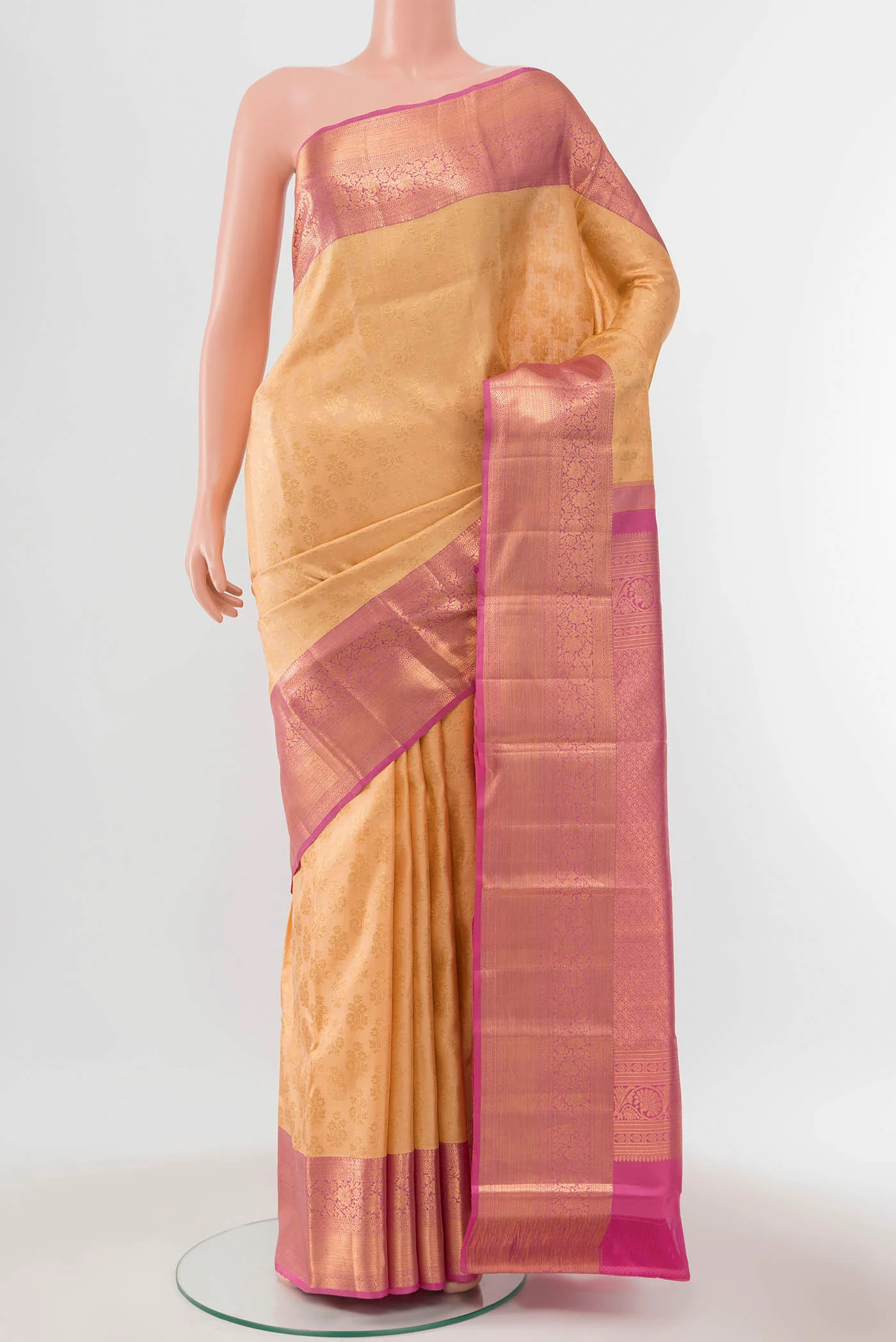 Rose Gold Kanchipuram Silk Saree