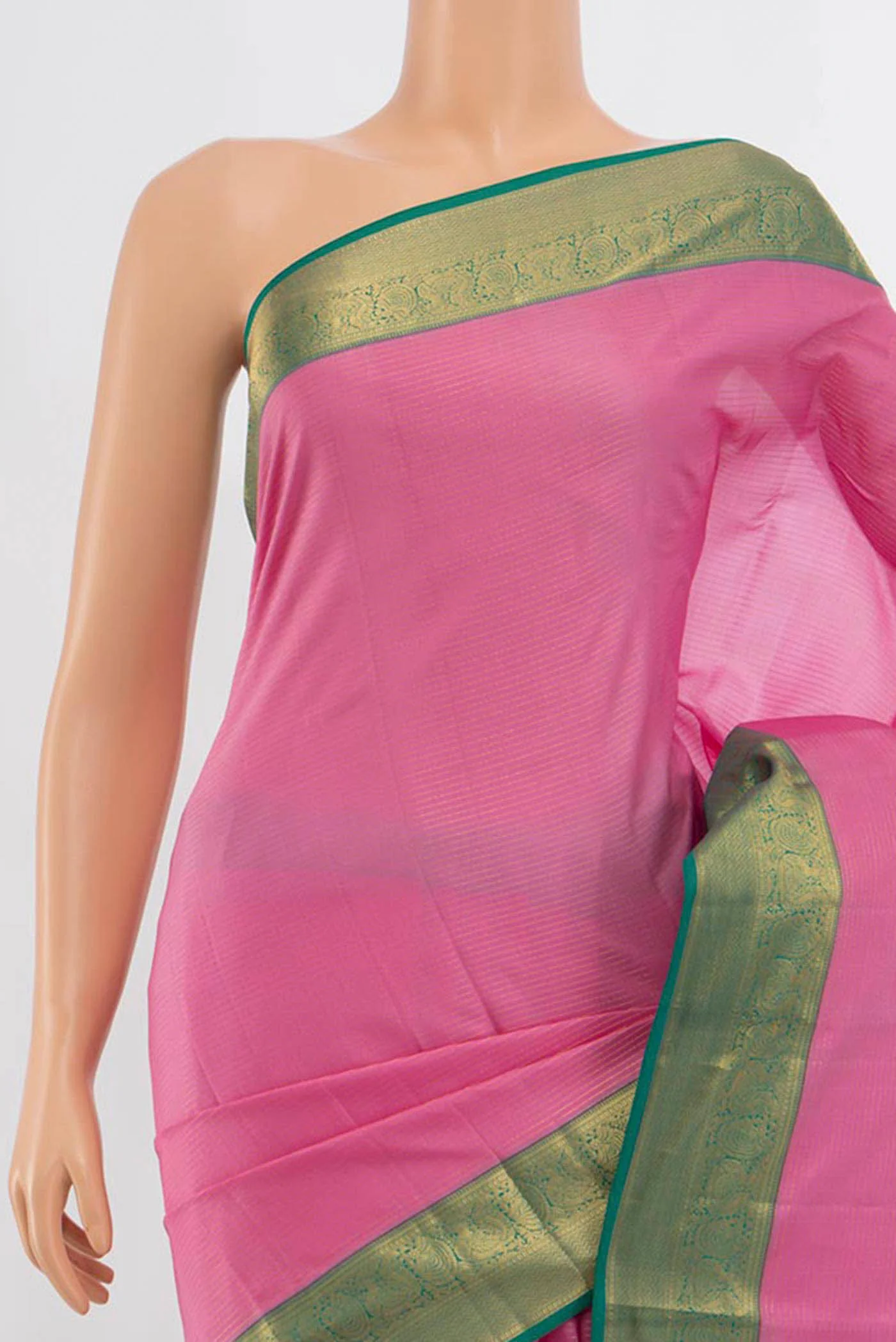 Rose pink Kanchipuram Silk Saree - Image 2