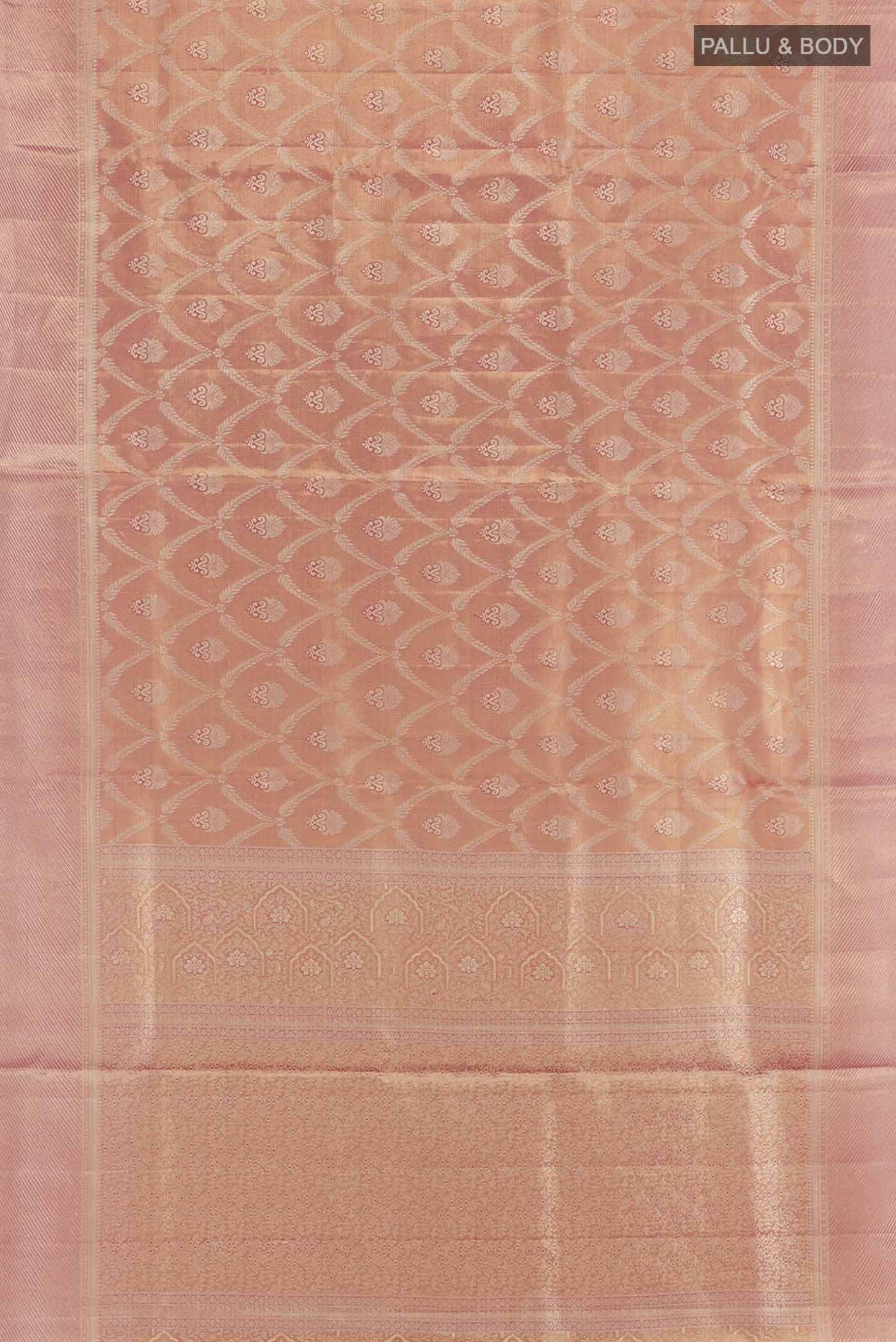 Rose Gold Kanchipuram Tissue Silk Saree - Image 3