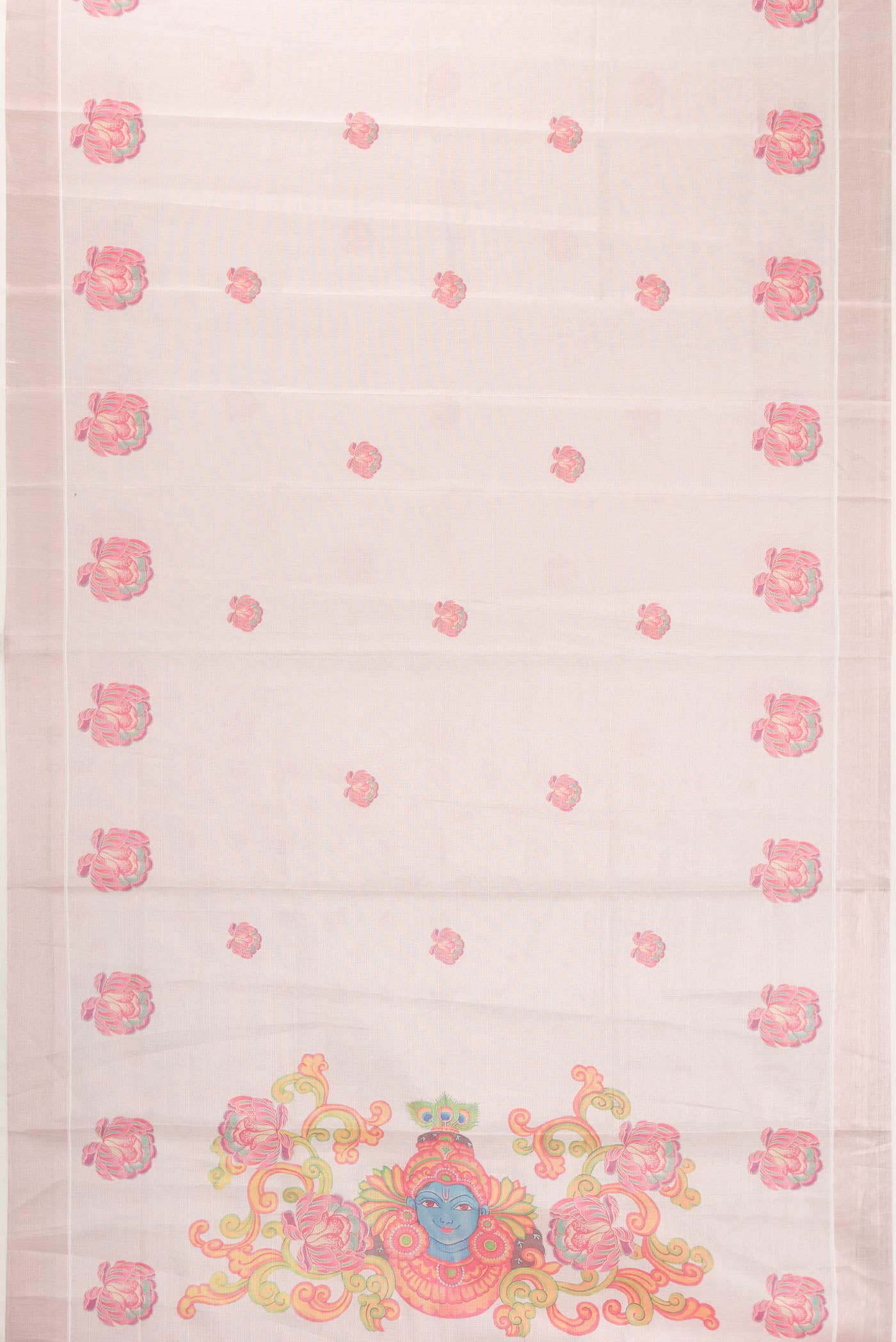 Rose Gold Kerala Cotton Saree - Image 2
