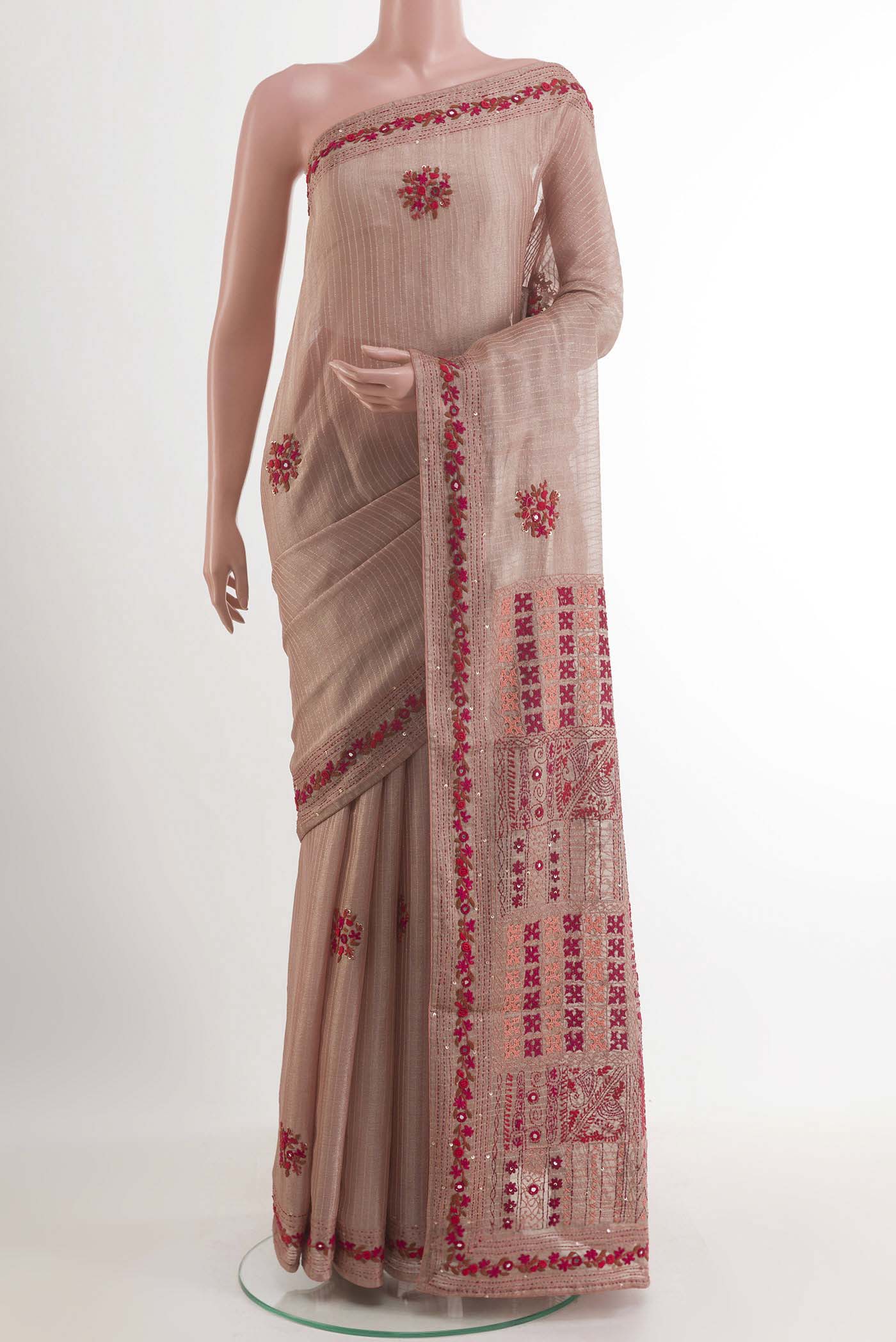 Rose Gold Mysore Georgette Saree