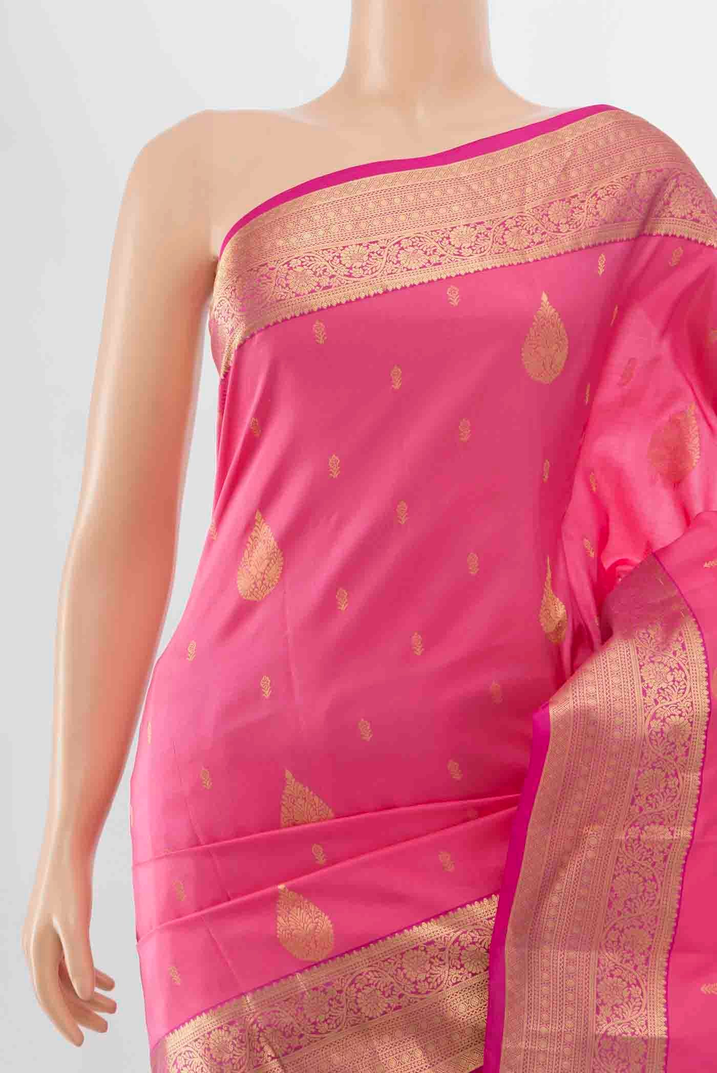 Rose pink Soft Silk Saree - Image 2