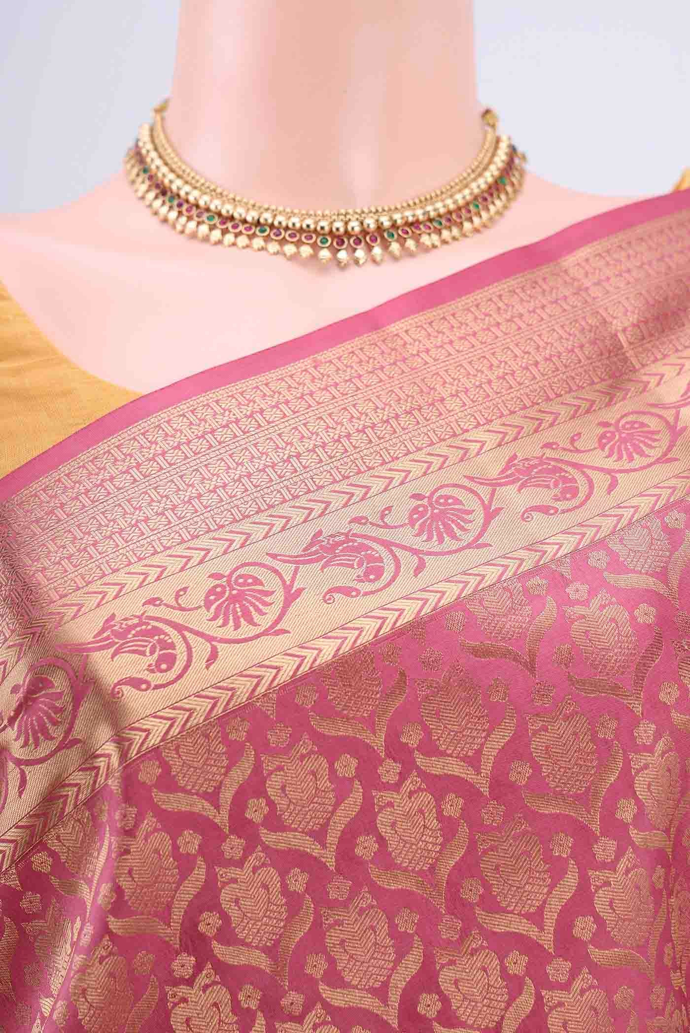 Rose Gold Soft Silk Saree - Image 2