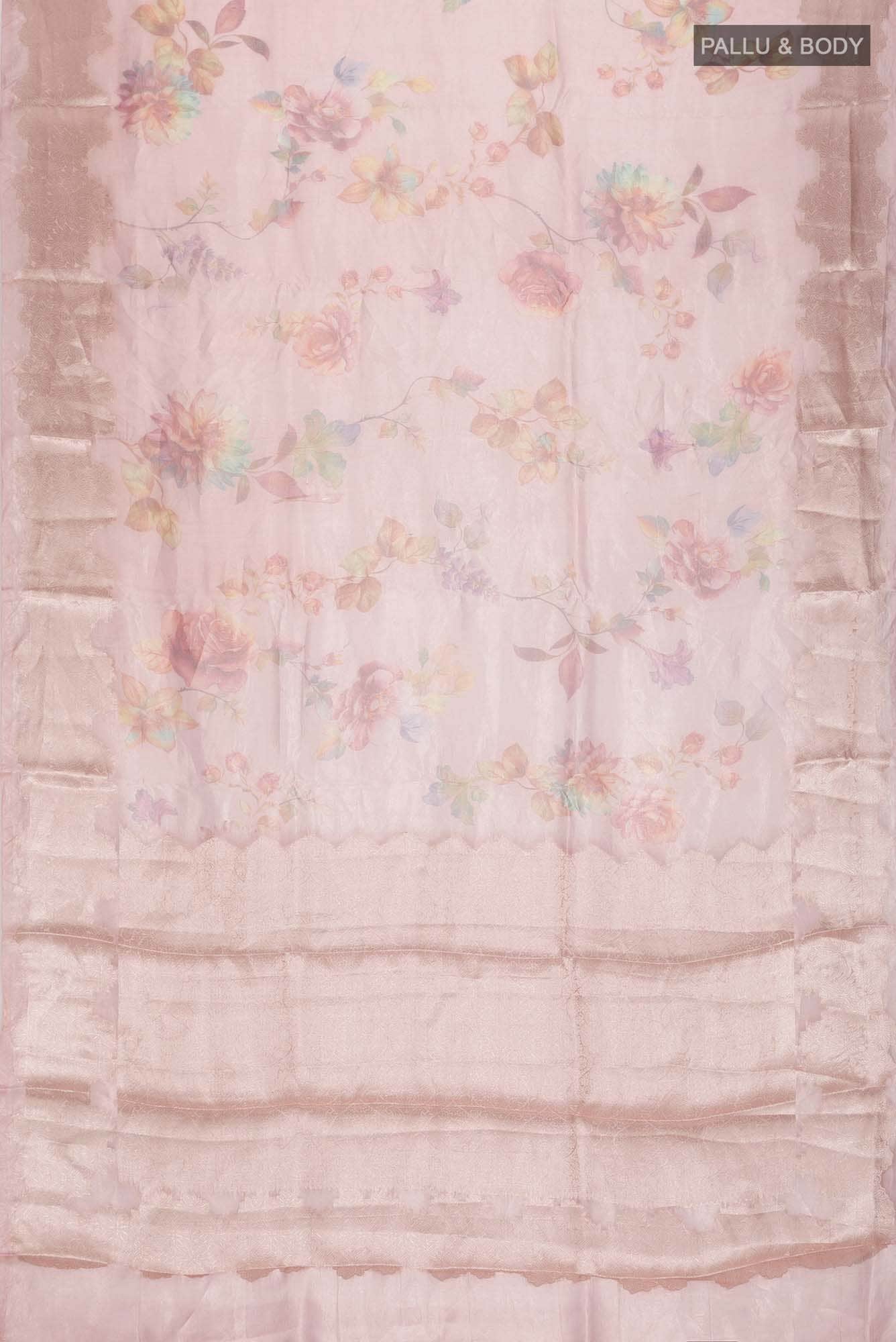 Rose Gold Tissue Silk Saree - Image 4