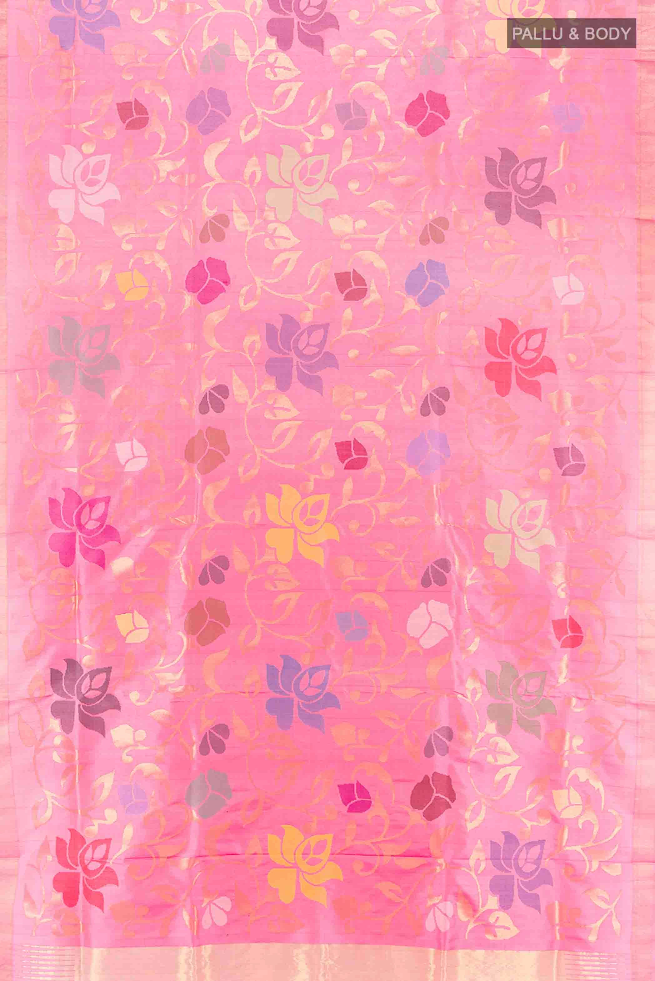 Rose pink Uppada Silk Saree - Image 5