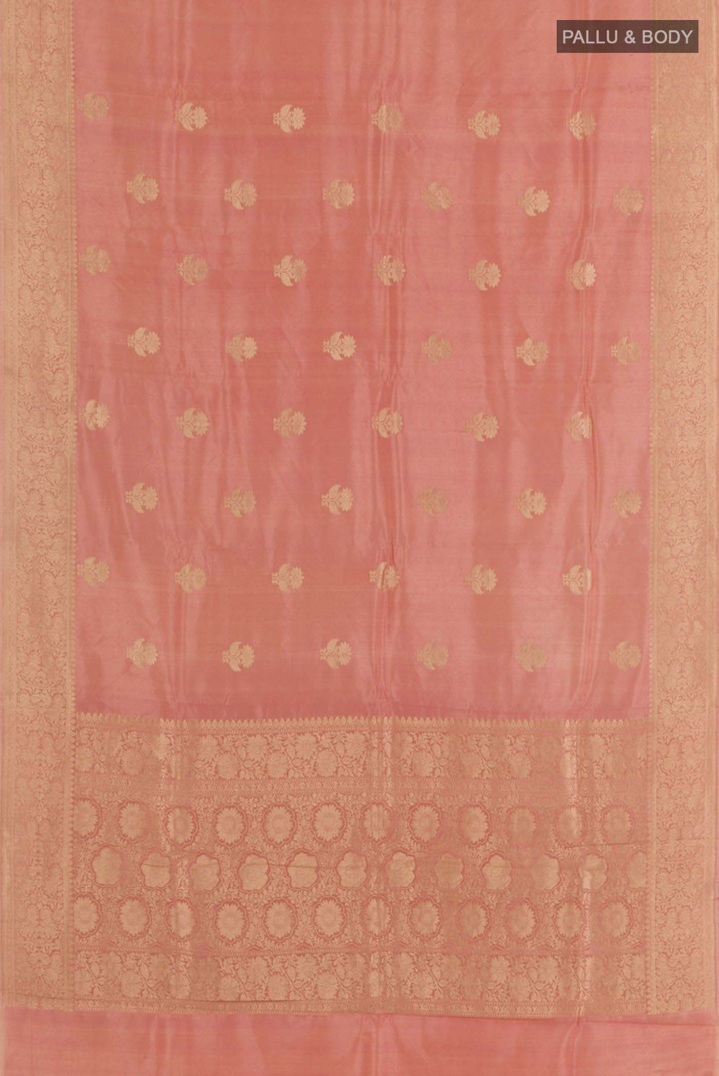 Coral Banarasi Katan Silk Saree - Image 3