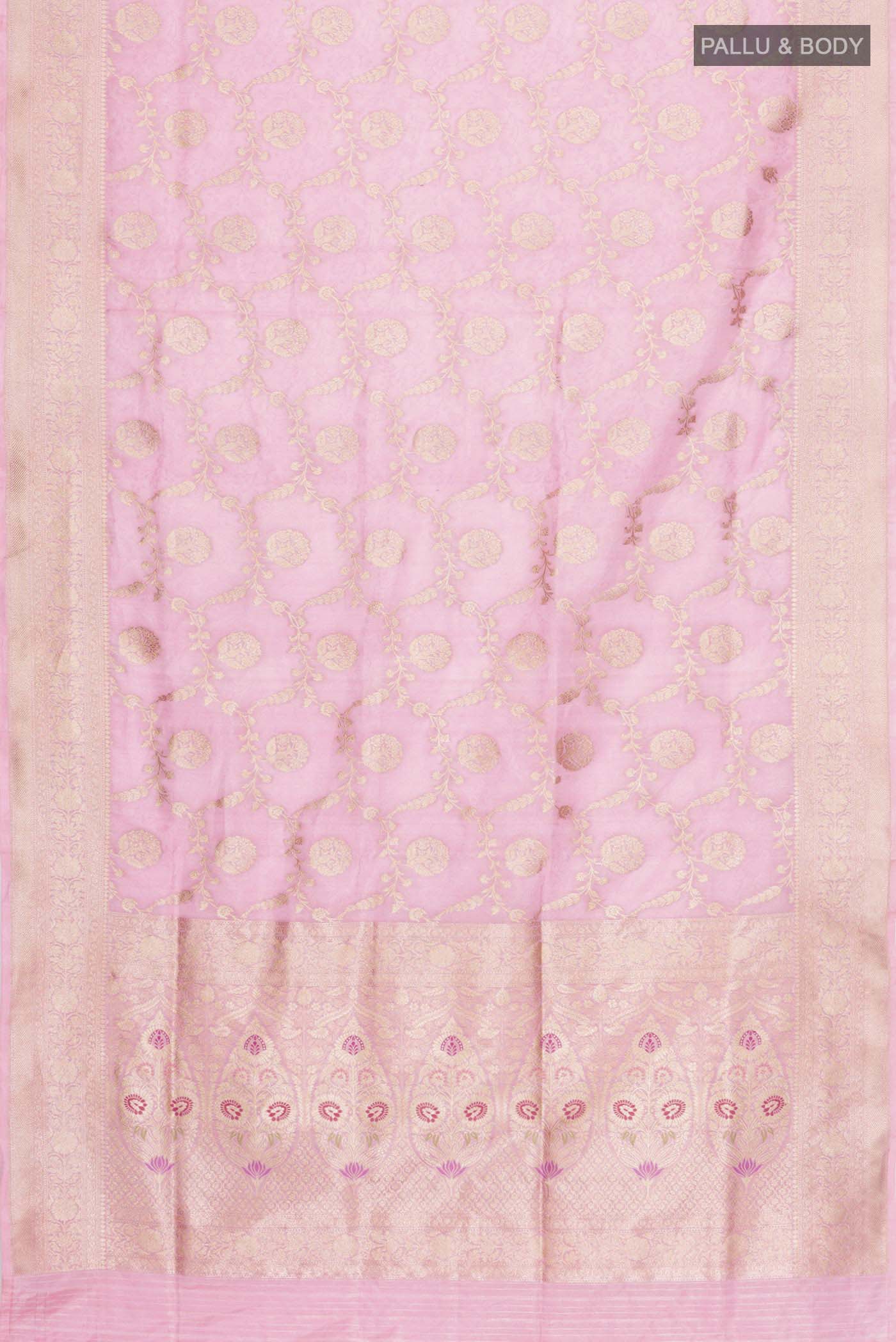 Rose pink Banarasi Silk Saree - Image 6