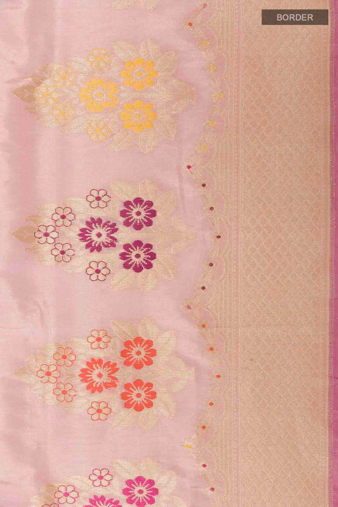 Rose pink Banarasi Silk Saree - Image 3