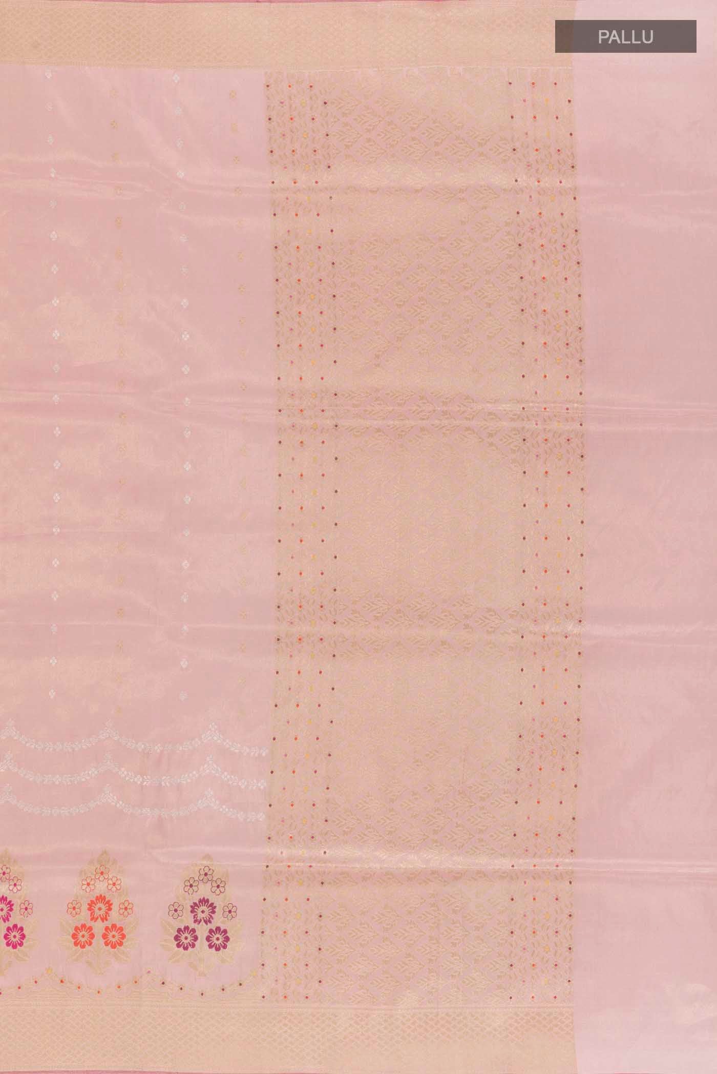 Rose pink Banarasi Silk Saree - Image 7
