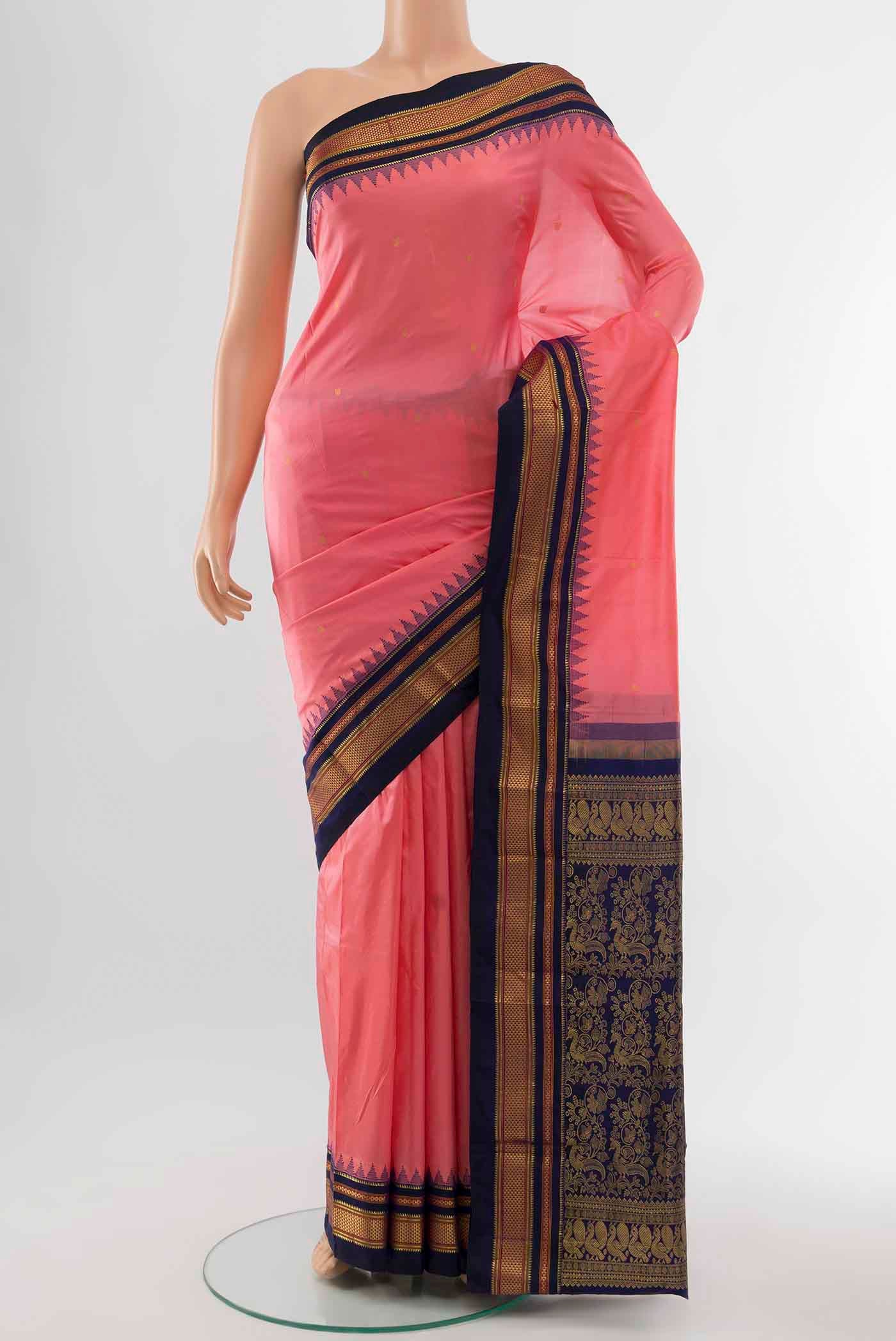 Rose pink Bangalore Silk - kadyal Saree