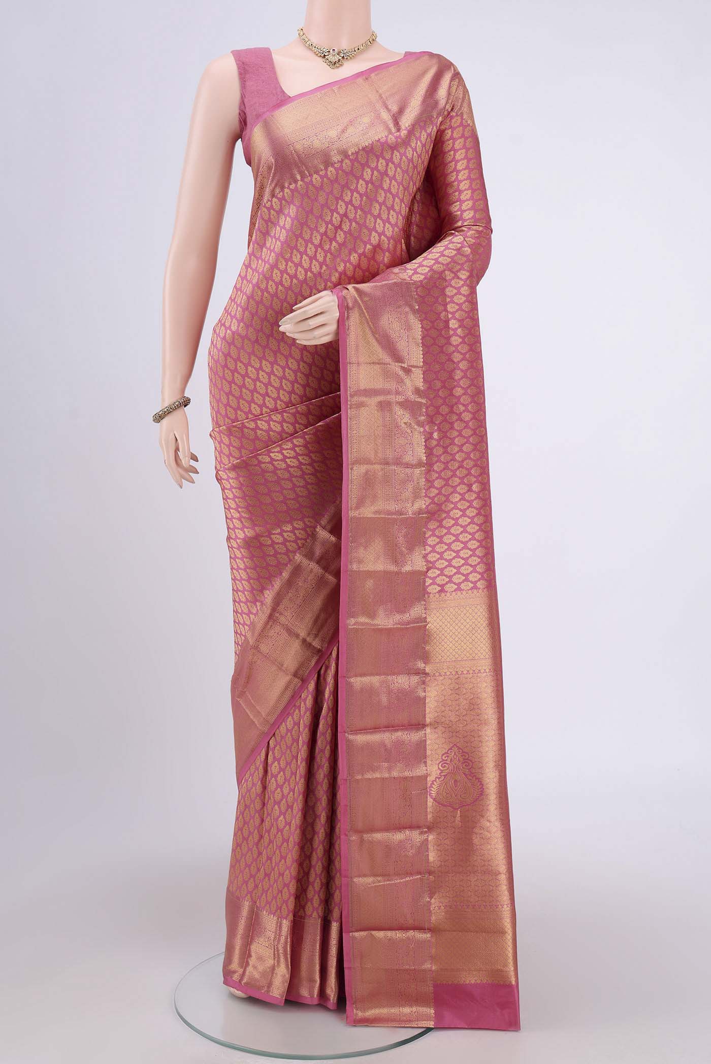 Rose pink Bangalore Silk Saree