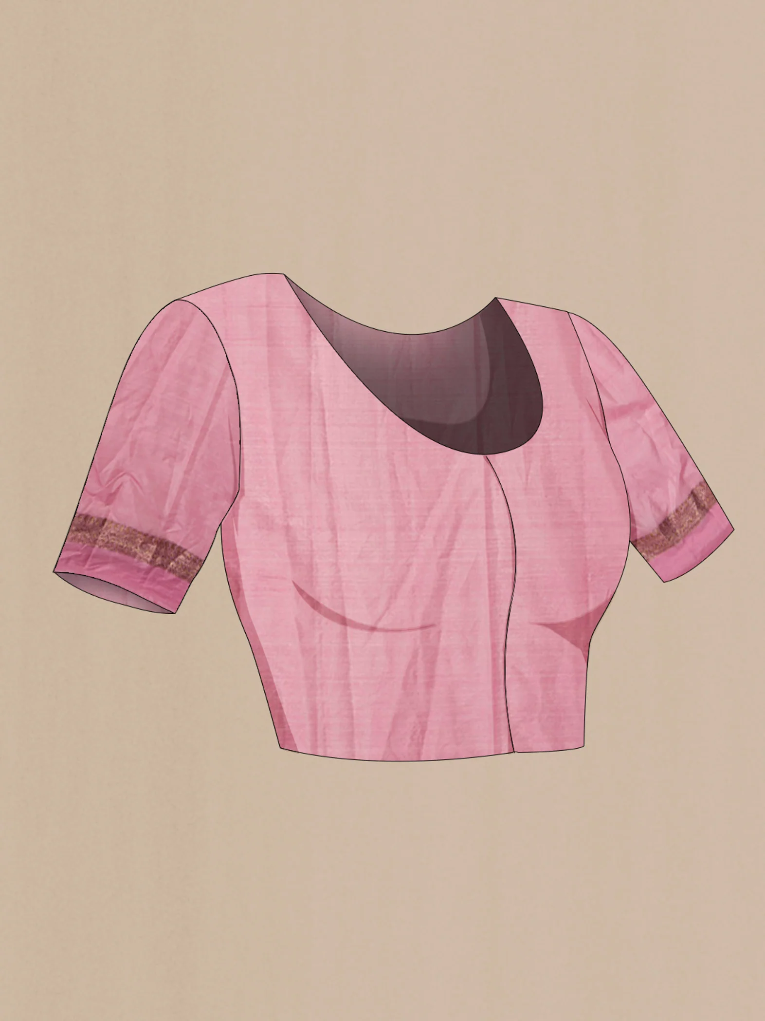 Rose pink Bhagalpuri Tussar Silk Saree - Image 4