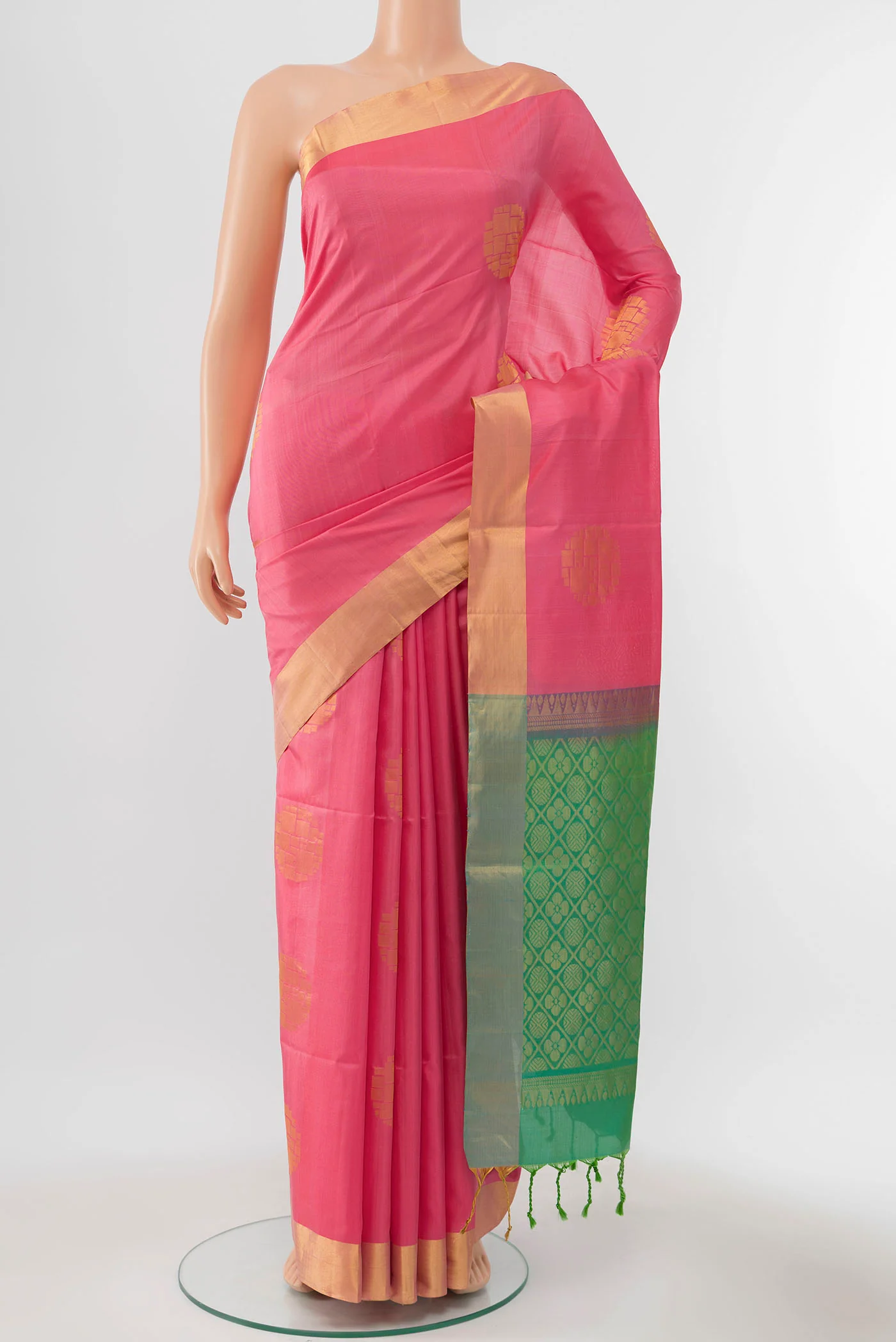 Rose pink Blended Soft Silk Saree