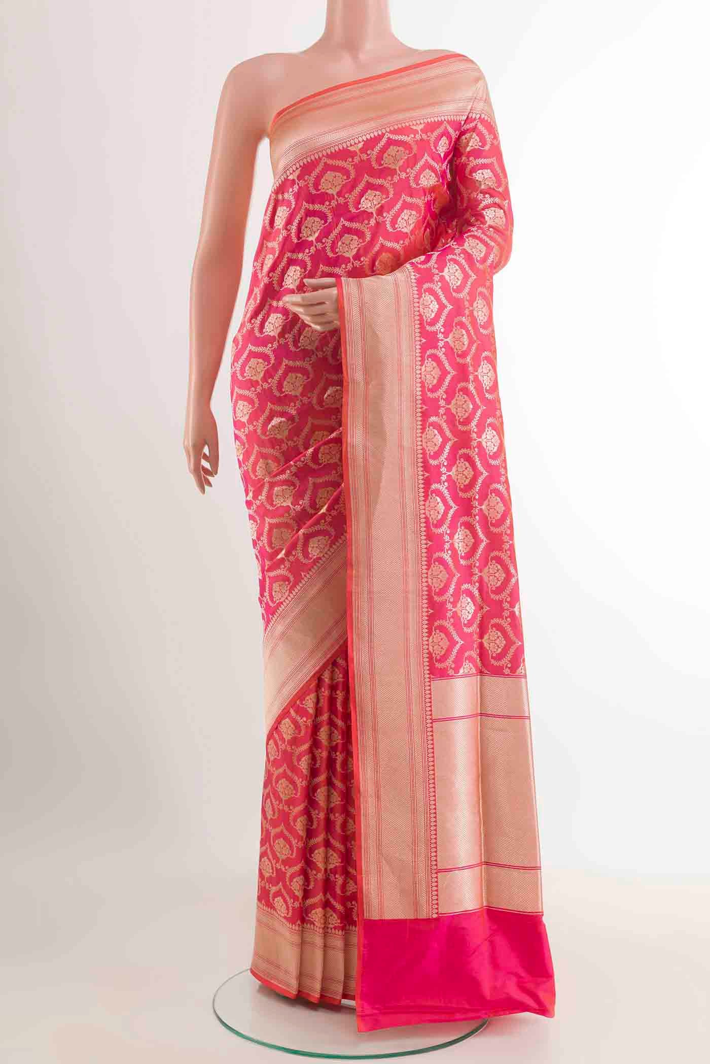 Rose pink Dual Tone Banarasi Silk Saree