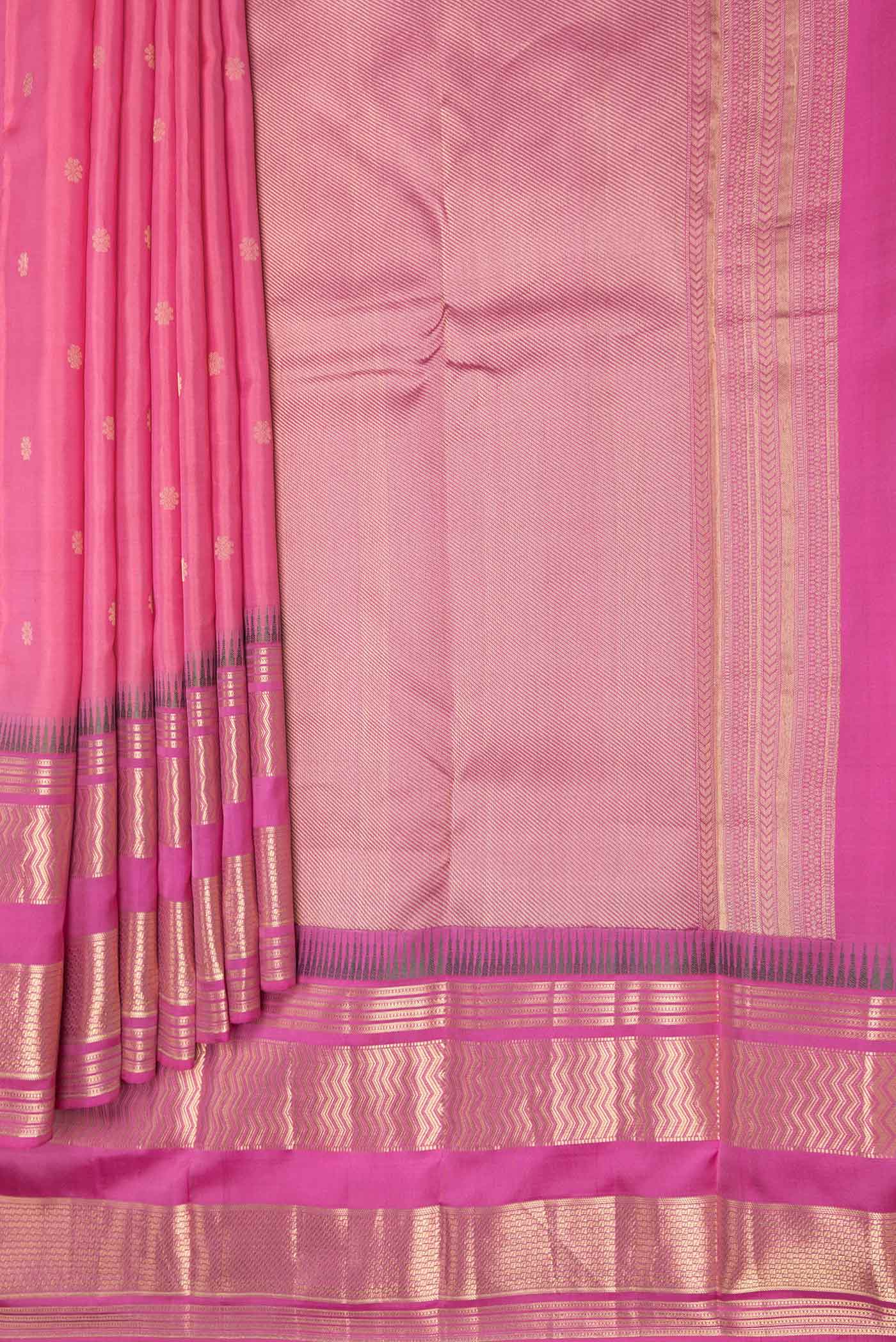 Rose pink Dual Tone Kanjivaram Saree - Image 4
