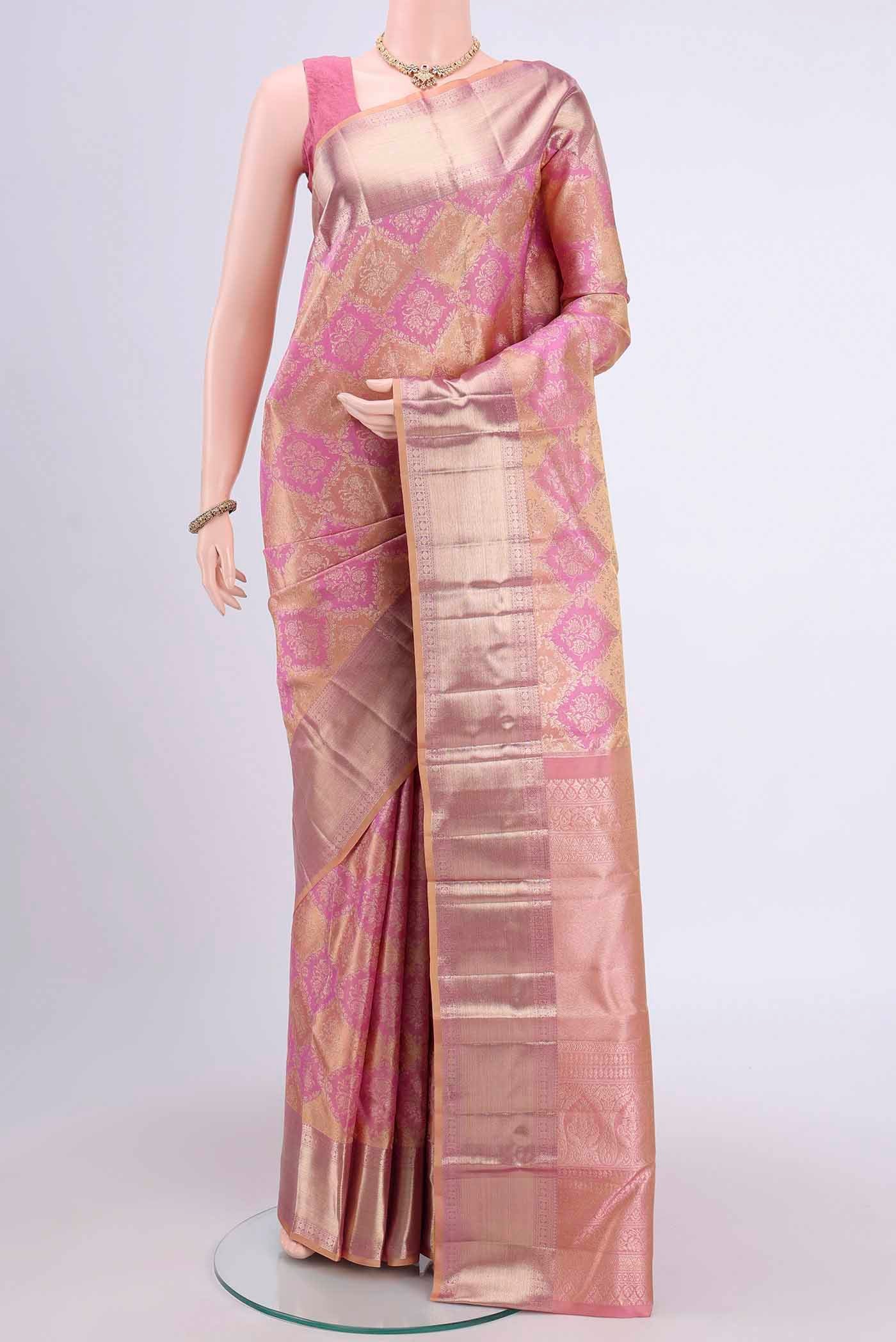 Rose pink Dual Tone Kanjivaram Saree
