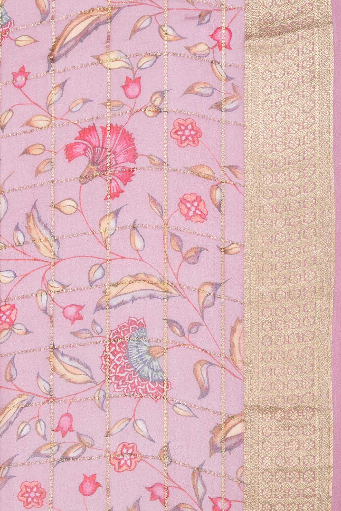 Rose pink Dual Tone Mysore Georgette Saree - Image 5