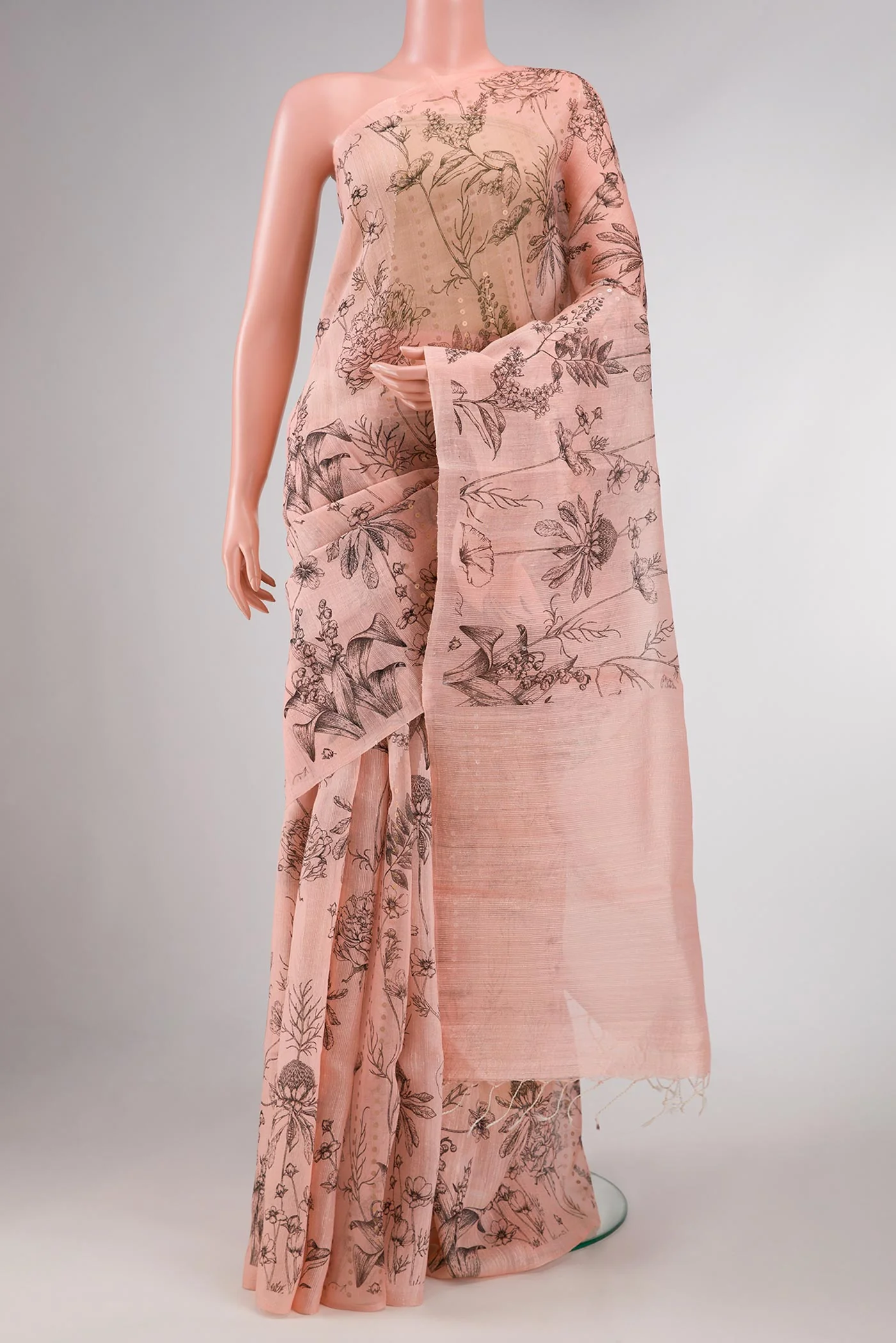 Rose pink Dual Tone Tussar Silk Saree