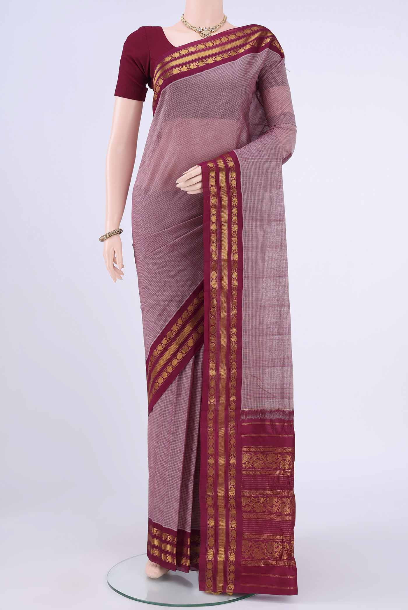 Rose pink Gadwal cotton Saree