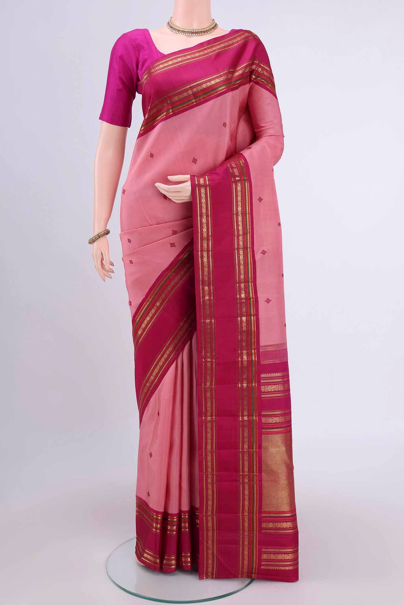 Rose pink Kanchipuram Saree