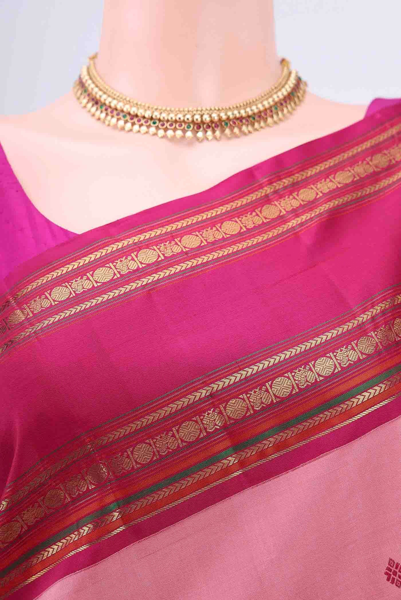 Rose pink Kanchipuram Saree - Image 2