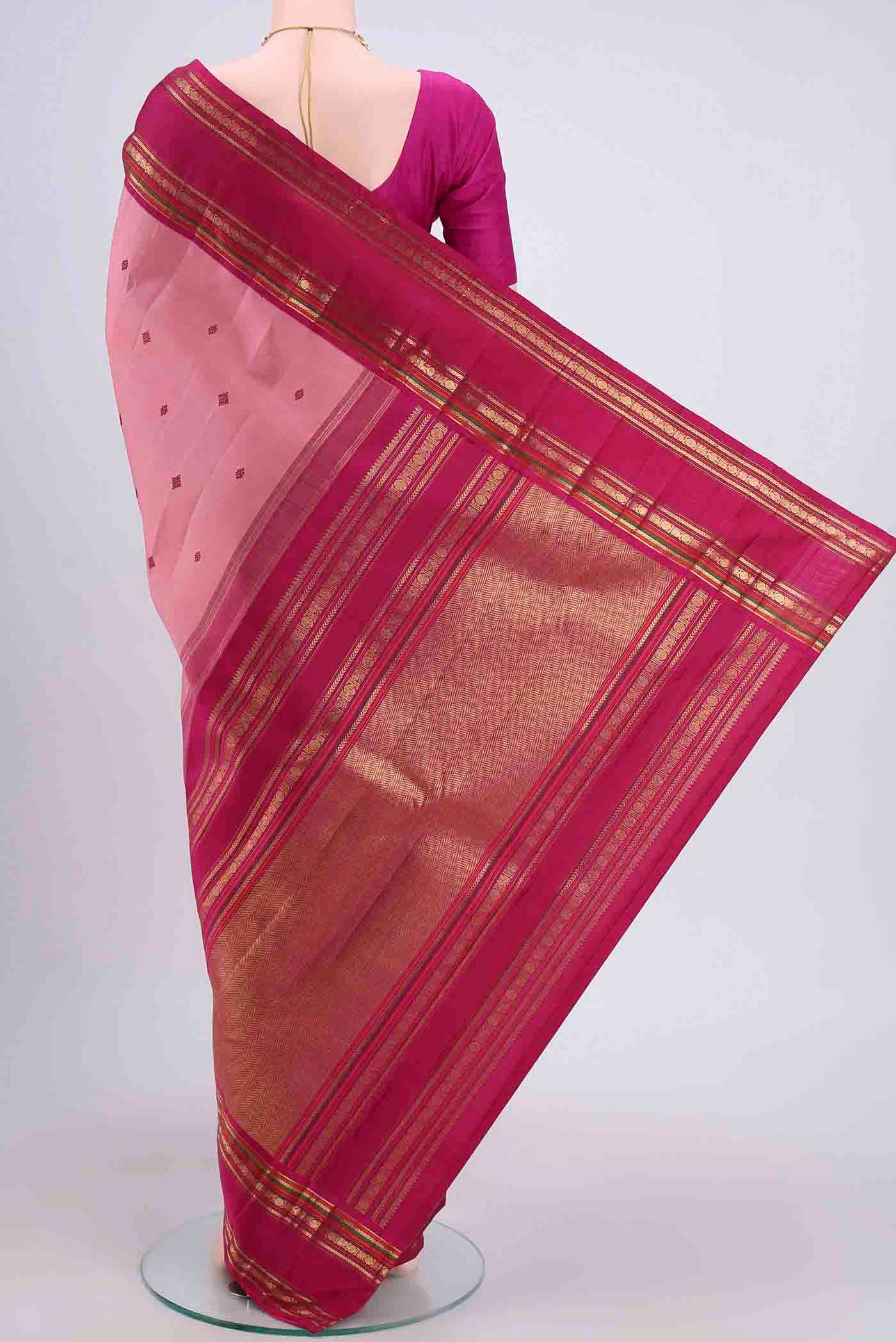 Rose pink Kanchipuram Saree - Image 3