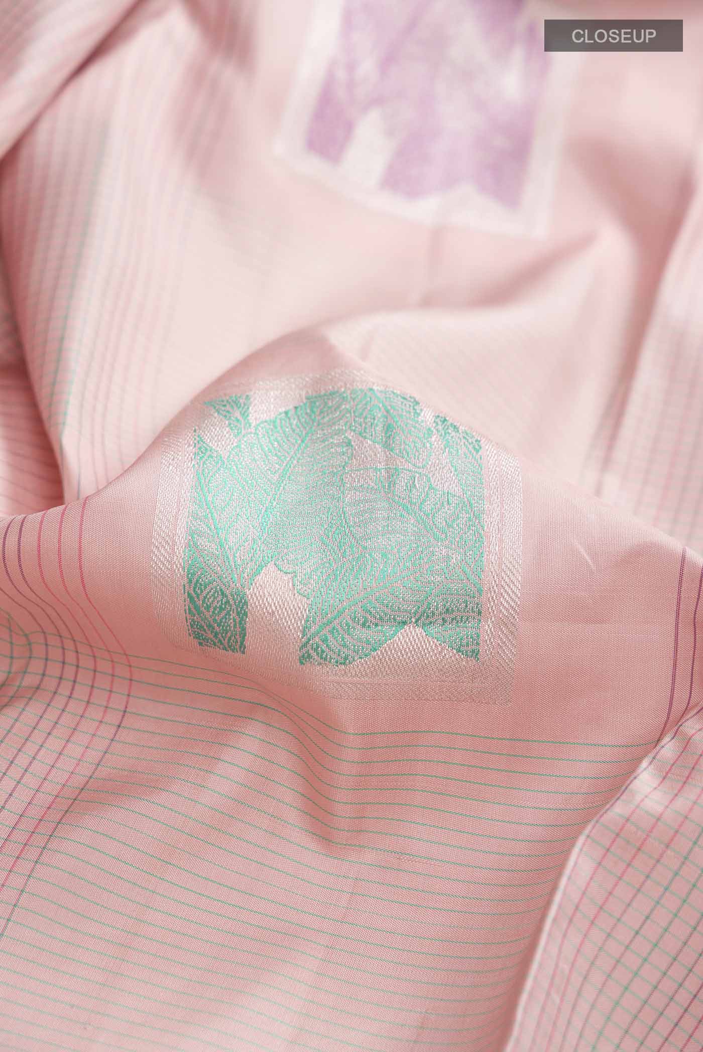 Rose pink Kanjivaram Silk Saree - Image 2