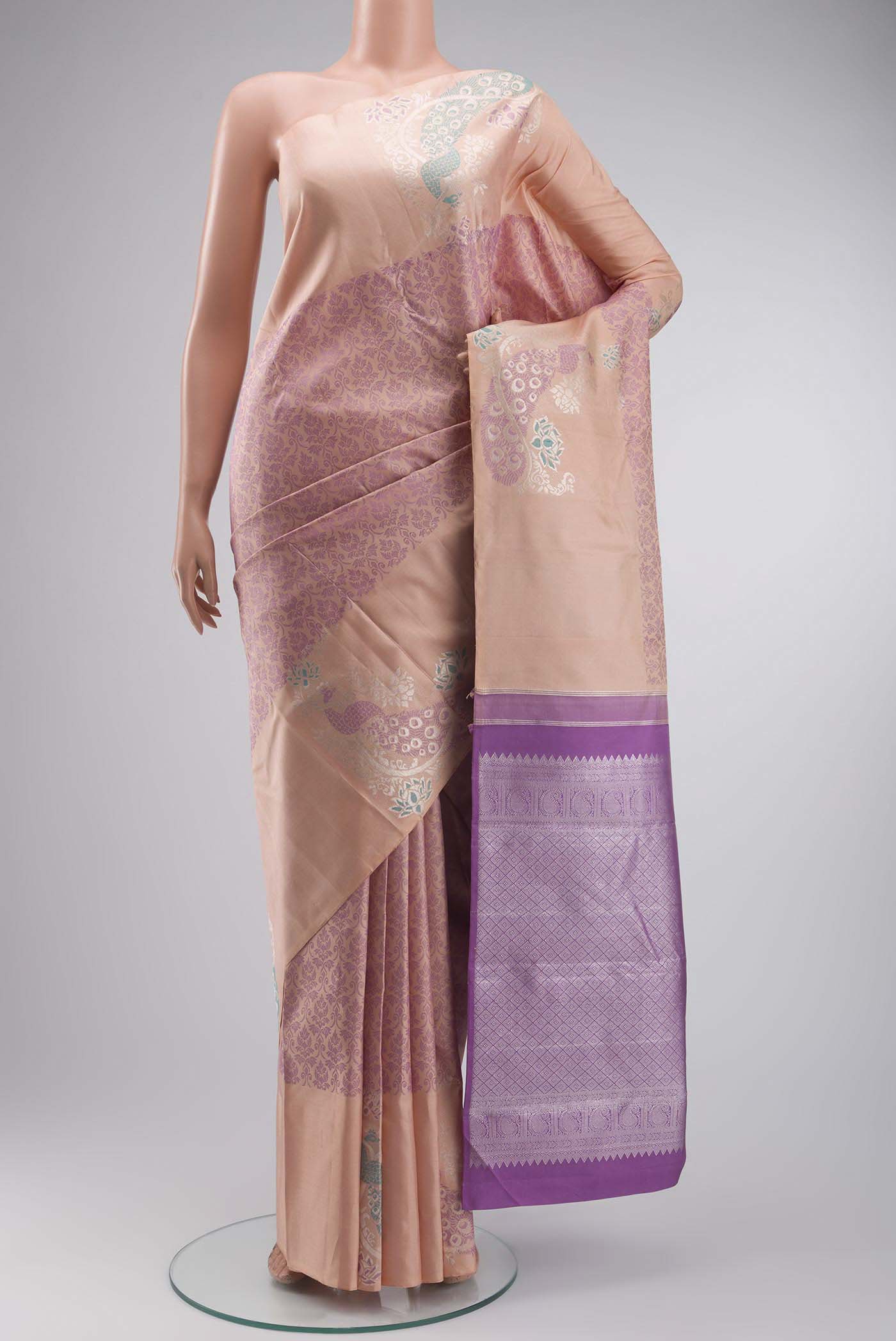 Rose pink Kanjivaram Silk Saree