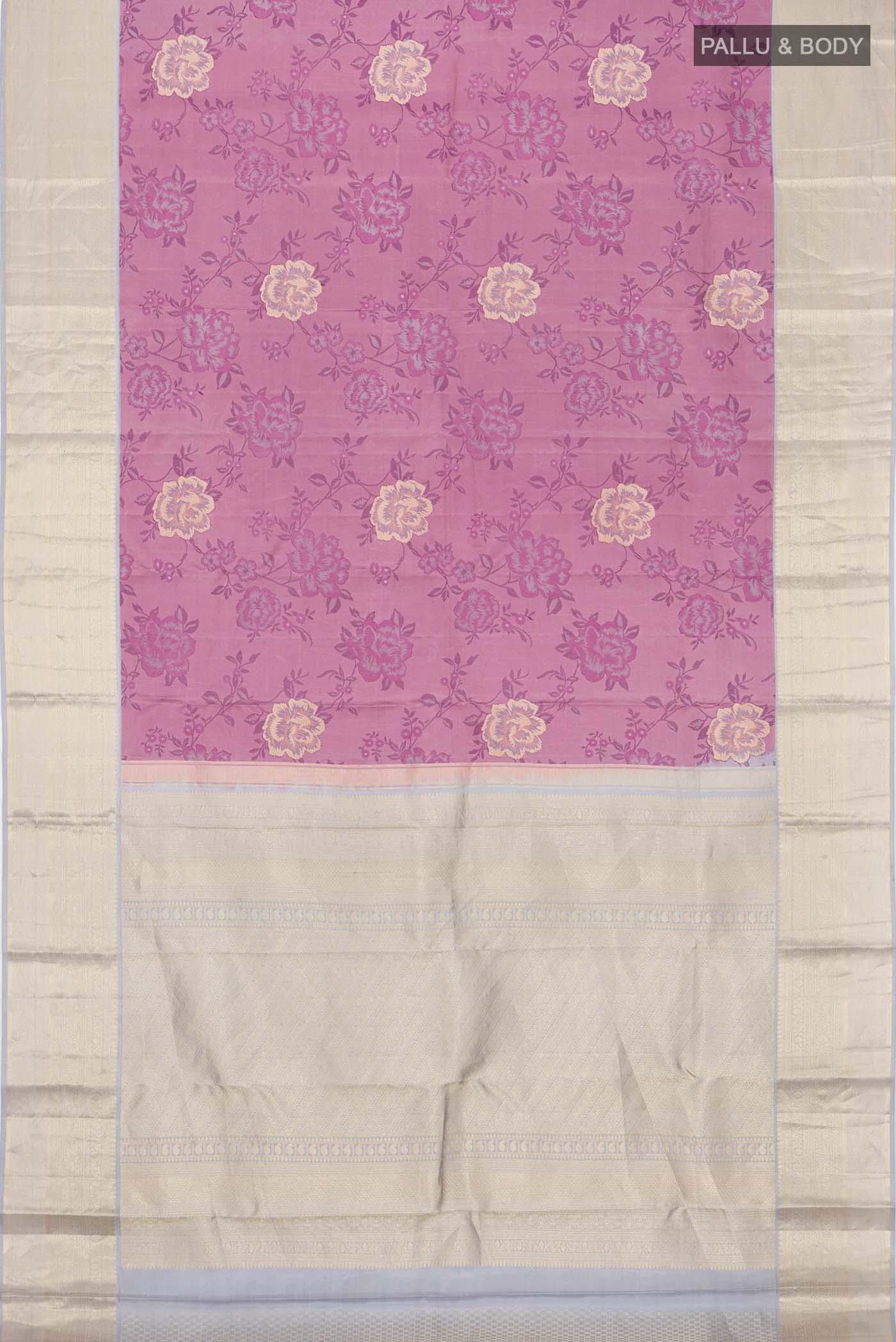 Rose pink Kanchipuram Silk Saree - Image 6