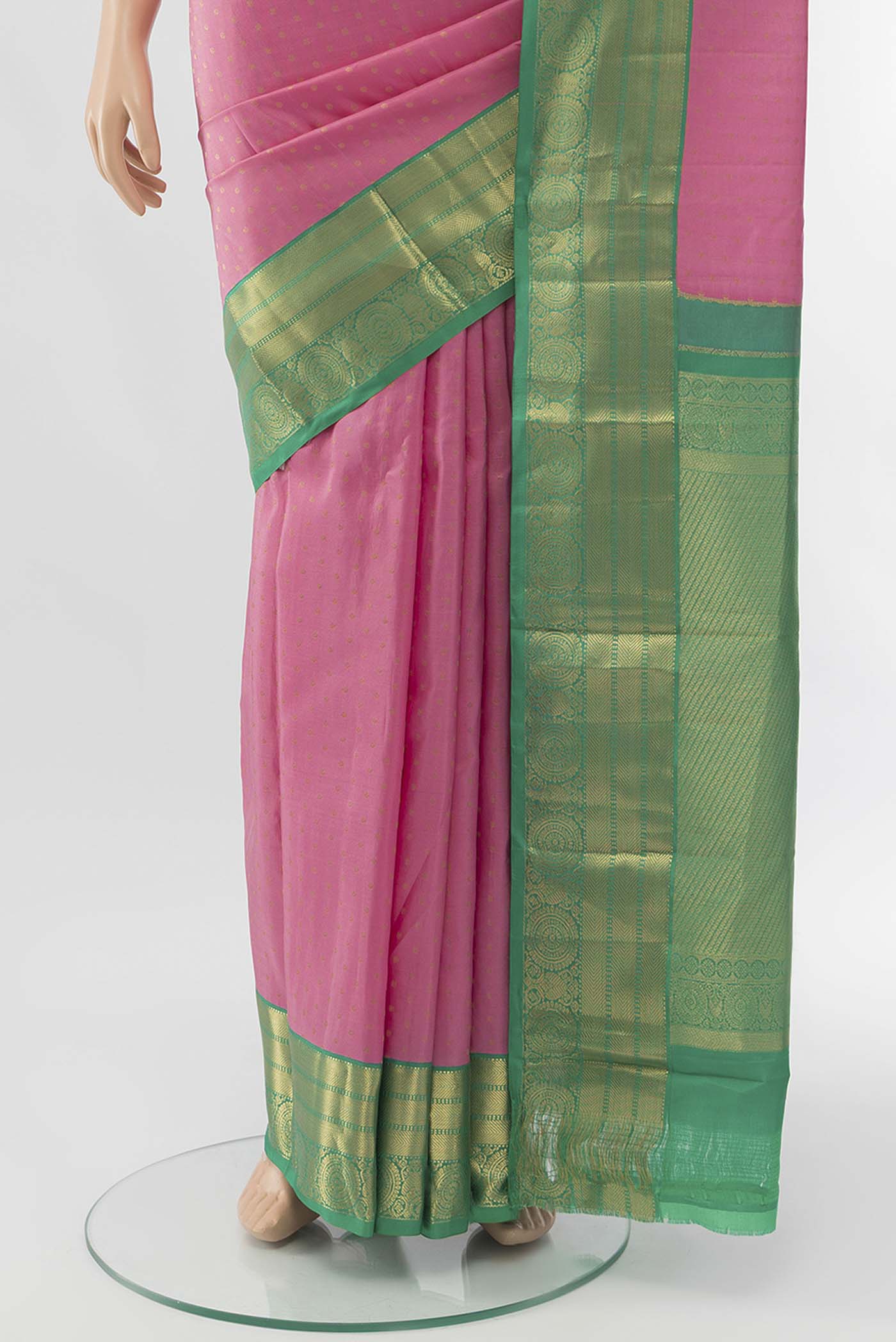 Rose pink Kanchipuram Silk Saree - Image 3
