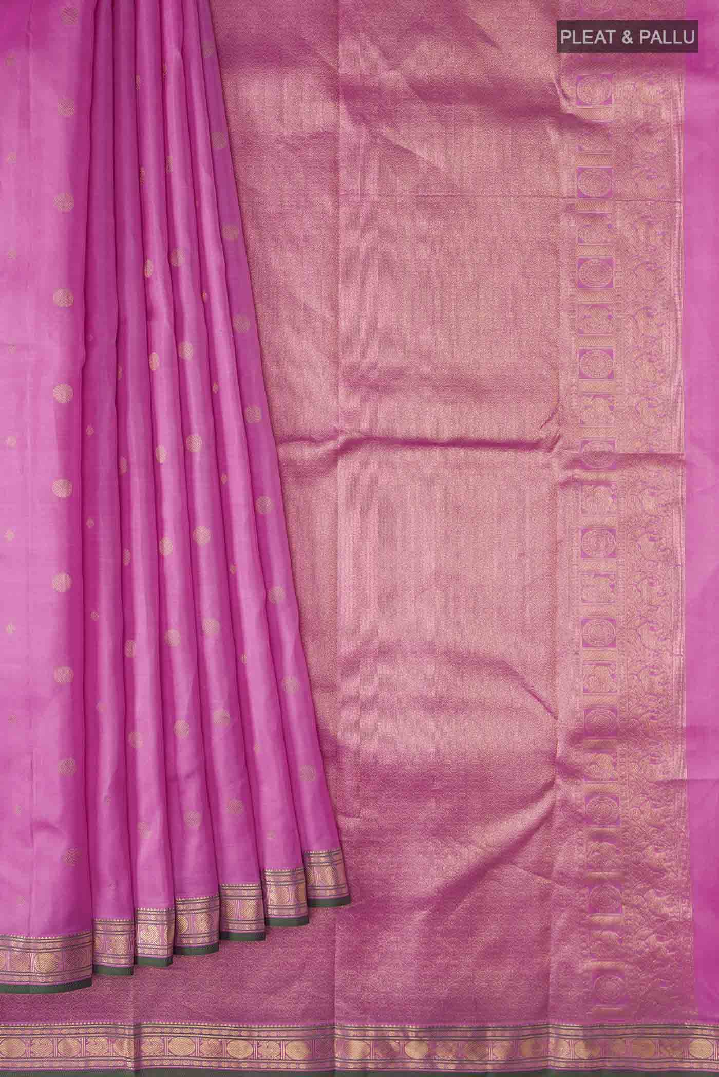 Rose pink Kanchipuram Silk Saree - Image 4