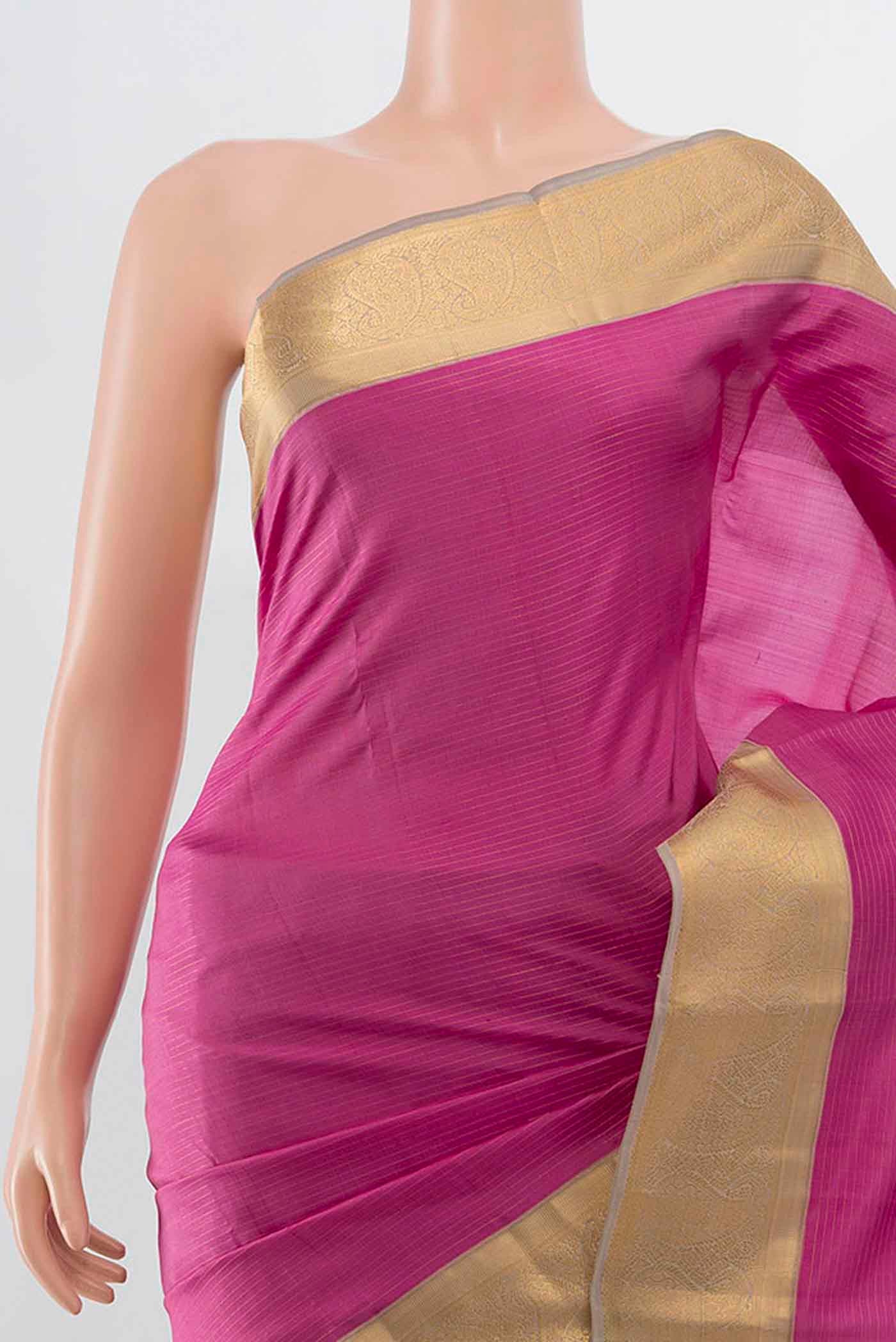 Rose pink Kanchipuram Silk Saree - Image 2