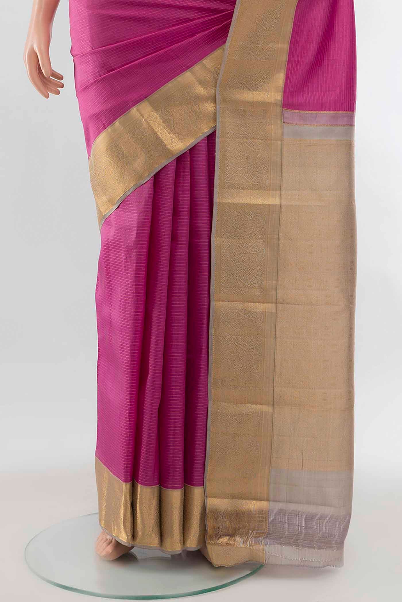 Rose pink Kanchipuram Silk Saree - Image 3