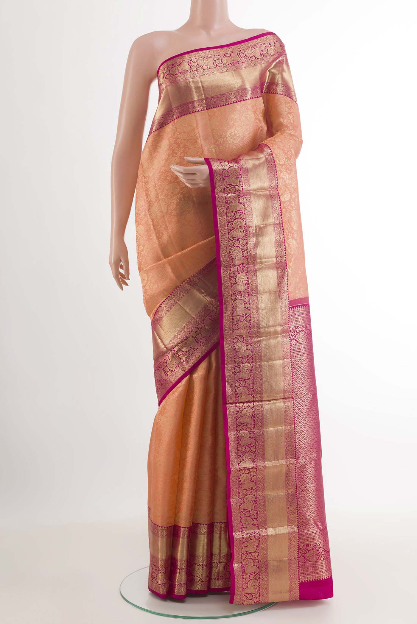 Peach Kanchipuram Silk Saree