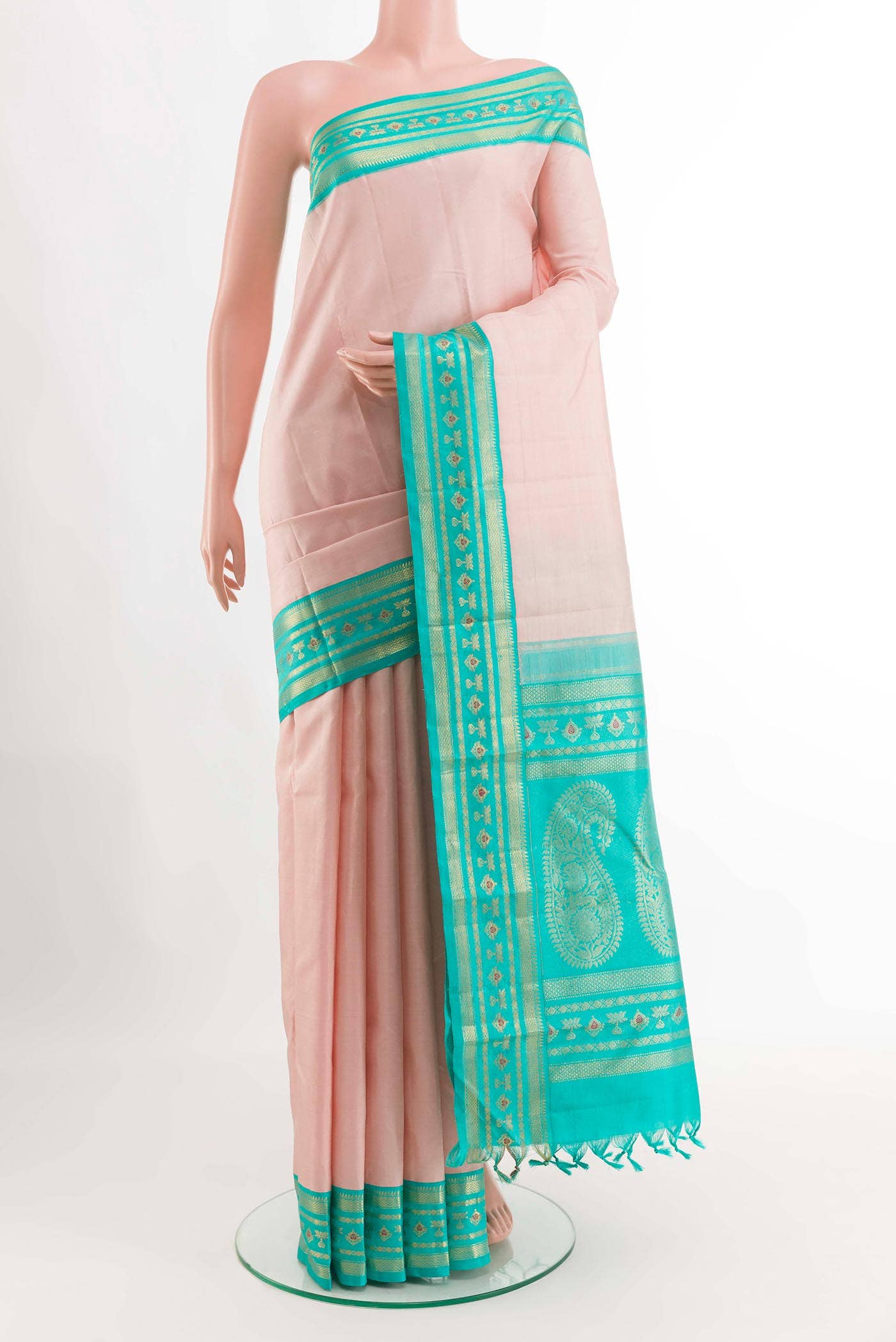 Rose pink Kanjivaram Silk Saree