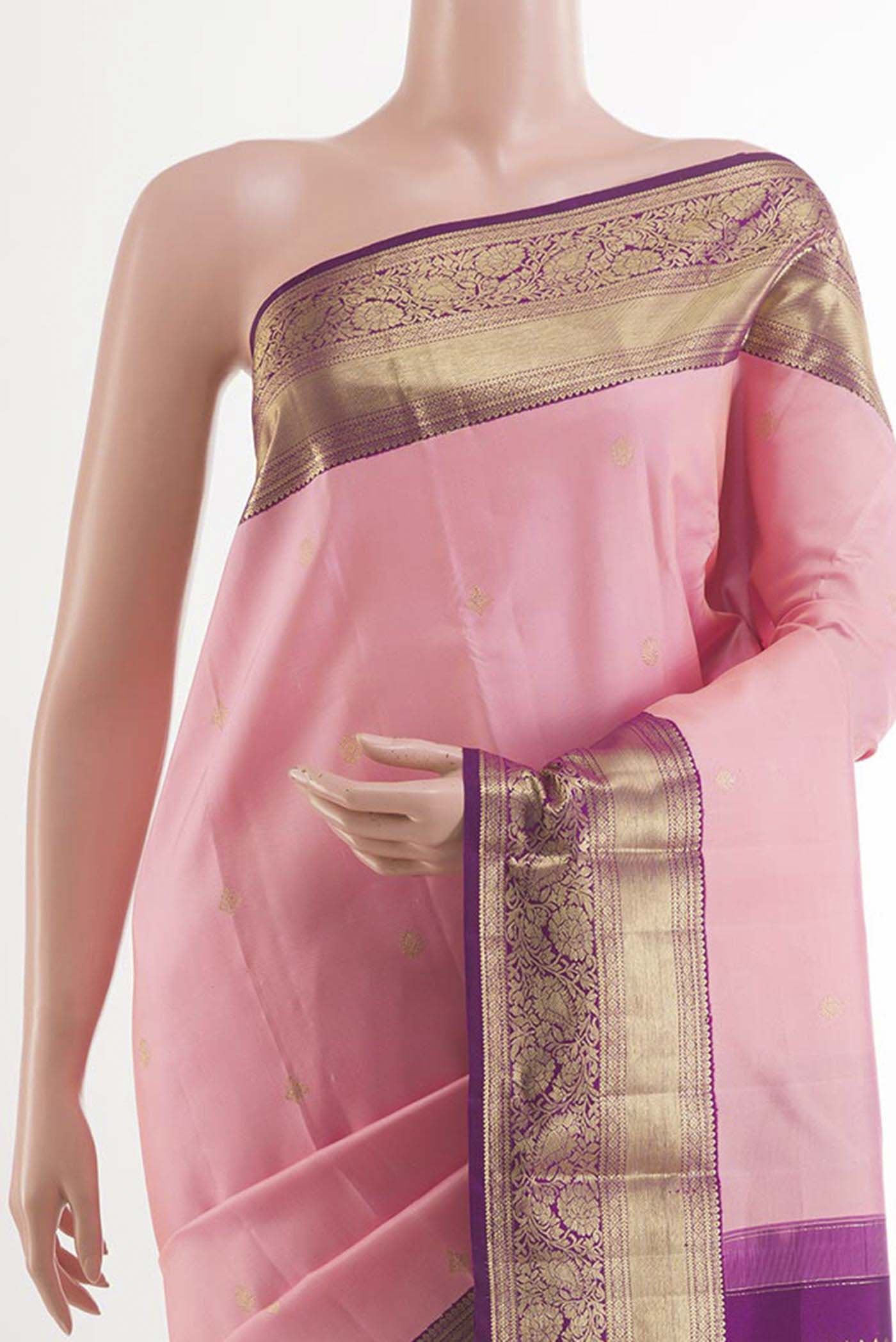 Rose pink Kanjivaram Silk Saree - Image 2