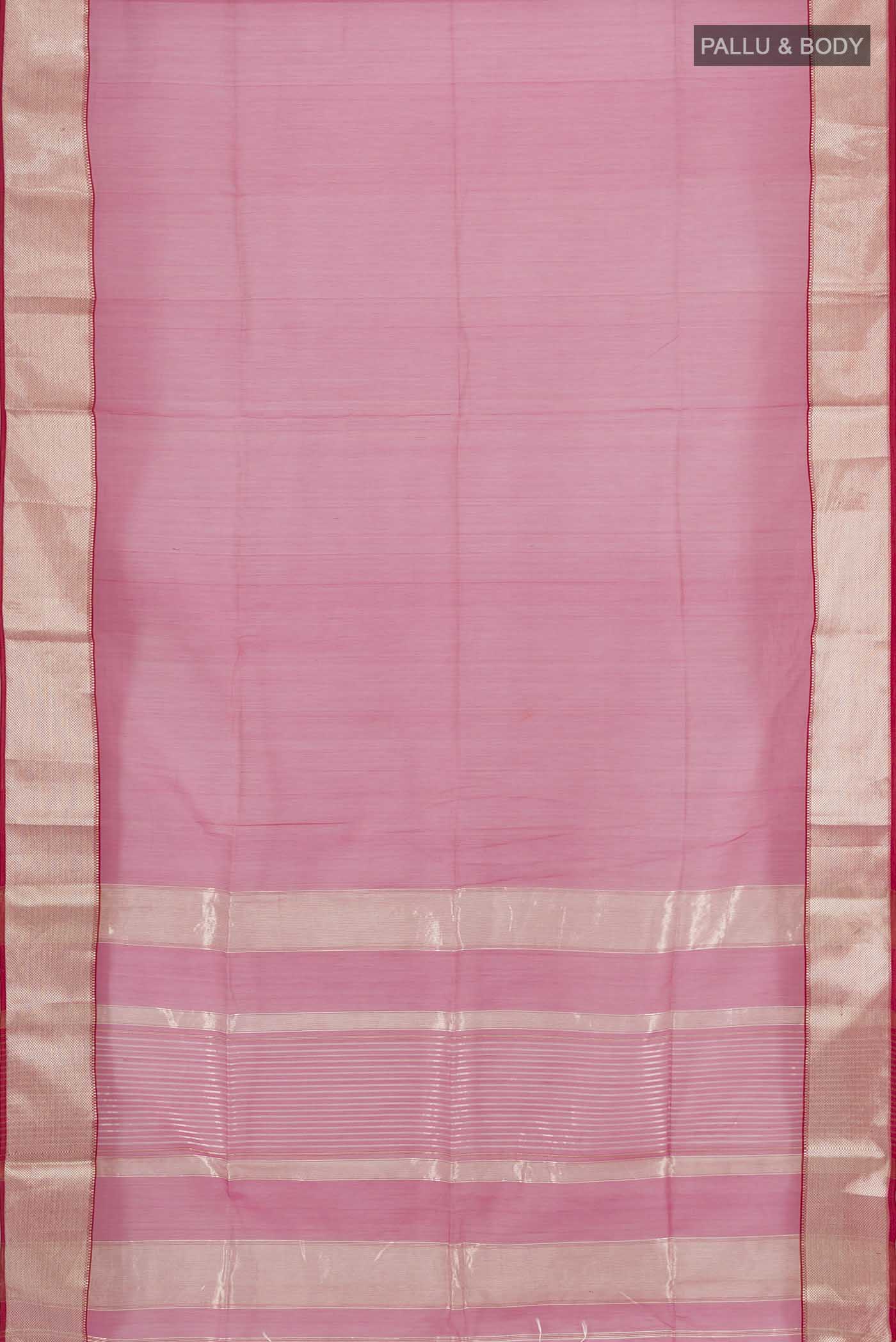Rose pink Maheshwari Silk Cotton Saree - Image 5
