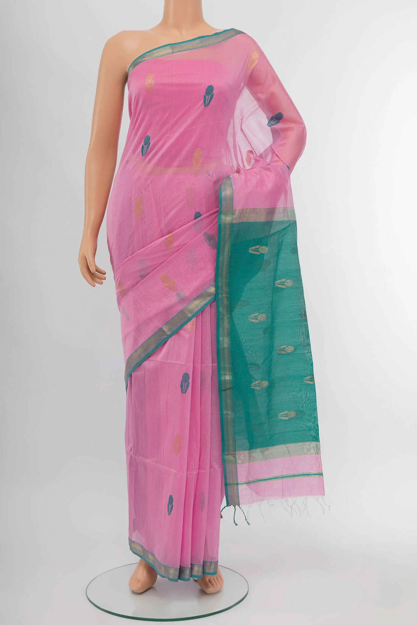 Rose pink Maheshwari Silk Saree