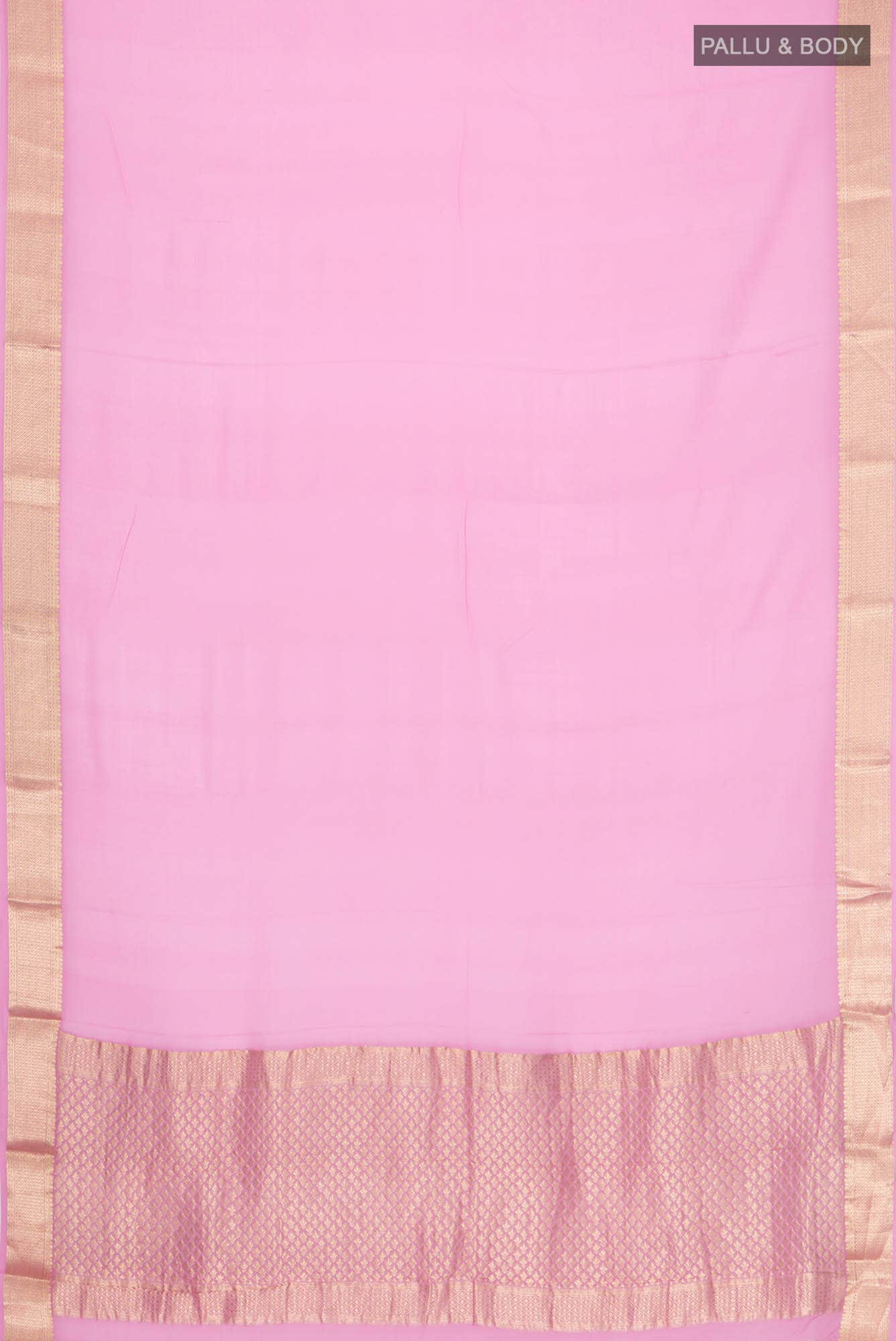 Rose pink Mysore Georgette Saree - Image 3