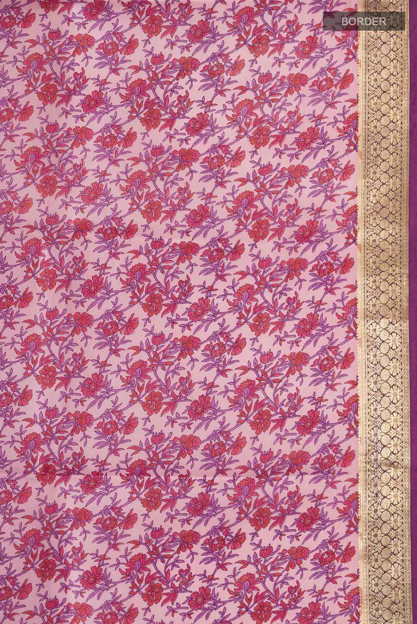 Rose pink Printed Silk Saree - Image 3