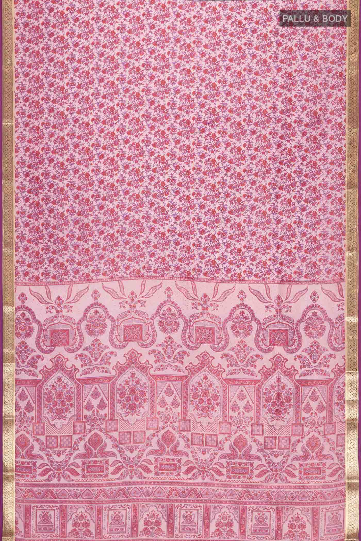 Rose pink Printed Silk Saree - Image 5